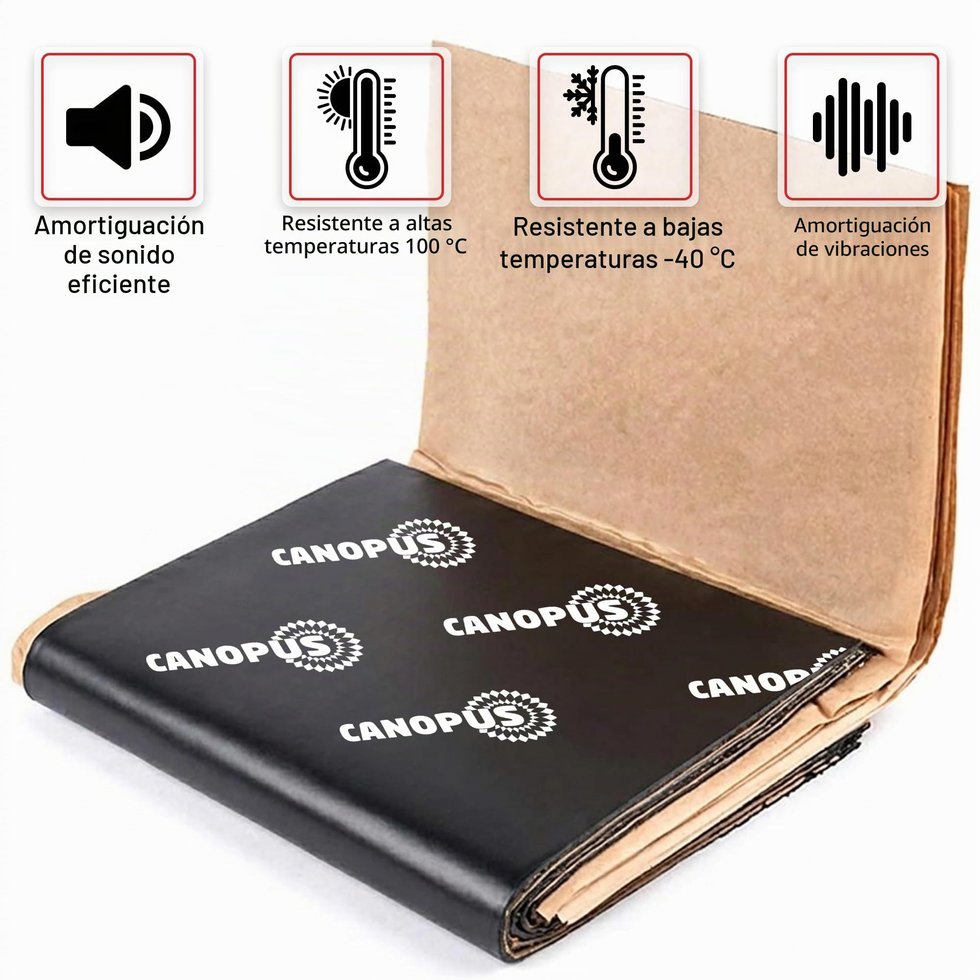 CANOPUS 2mm de Grosor 0,47m², 5 Hojas, Aislante Acustico Coche de Butilo, Insonorizacion Coche, Placas insonorizantes, stera de amortiguamiento de sonido de coche, insonorizacion coche