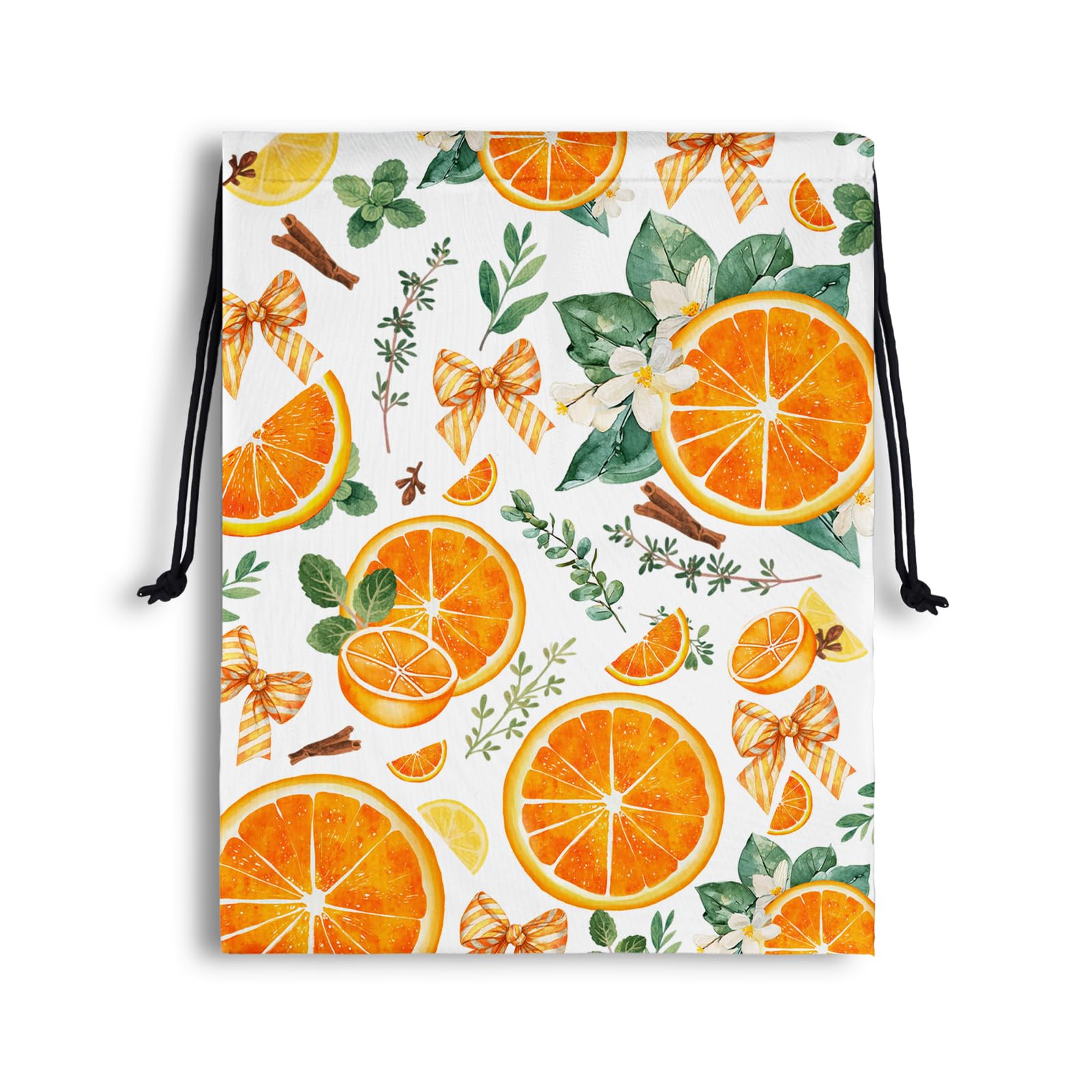 Orange Fruit Drawstring Storage Bag Lightweight Gym Pouch for Dance Classes Shoes Headphones