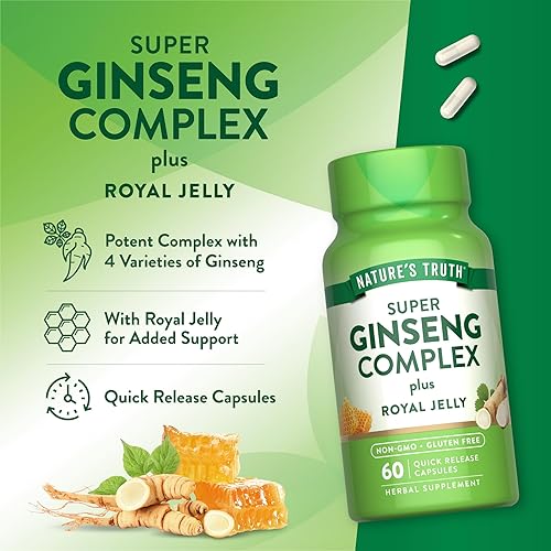Miniatura 5 de Super Ginseng Complex | 60 cápsulas | con jalea real | de extracto de ginseng | sin OMG, suplemento sin gluten | por Nature's Truth
