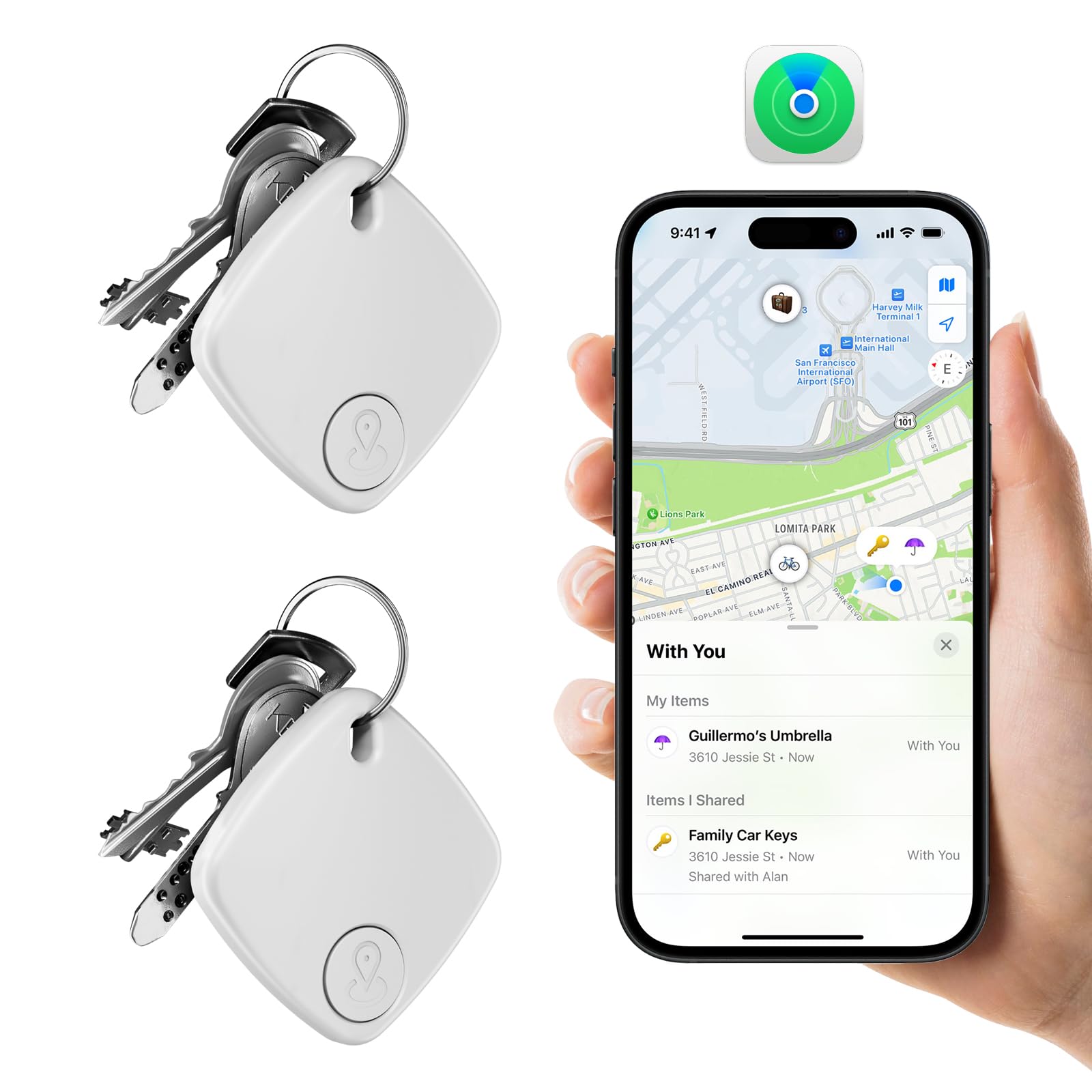 Novzix Finder Tracker S1, funziona con Apple Find My, Smart Tracker e Key Finder, batteria sostituibile, impermeabile, localizzatore di oggetti per chiavi, borse, portafogli, bagagli (Android non