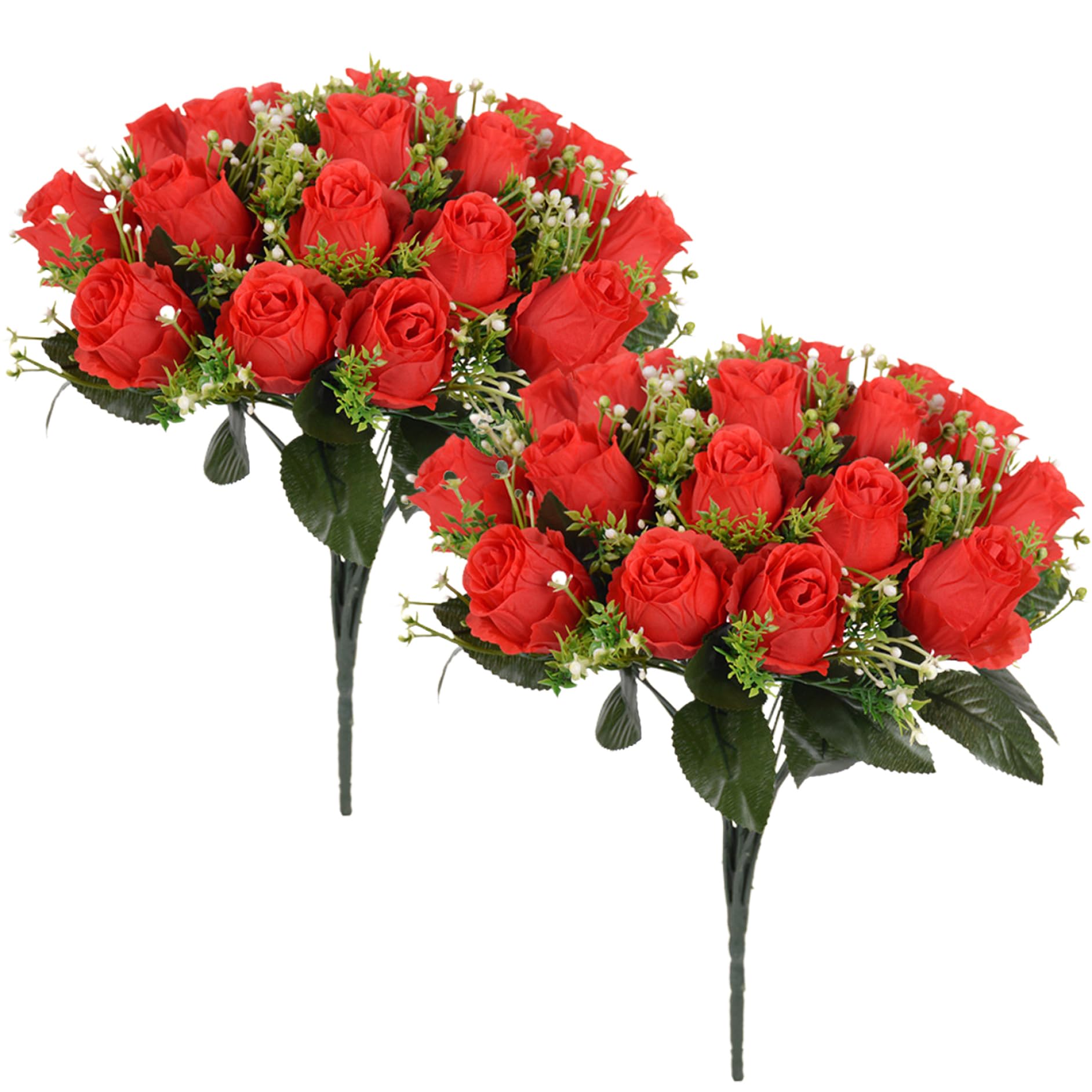 Fleurs artificielles pour tombes : lot de 2 bouquets de roses sans entretien