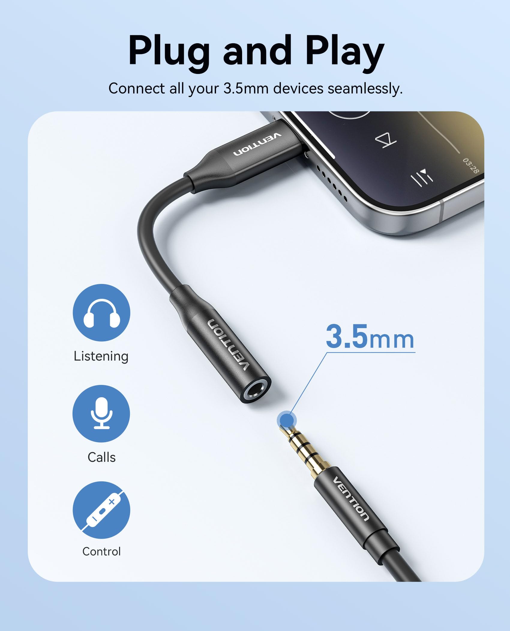 VENTION Adattatore Jack USB C a 3.5mm Bluetooth Audio per iPhone 17/16/15 Pro Max Hi-Fi