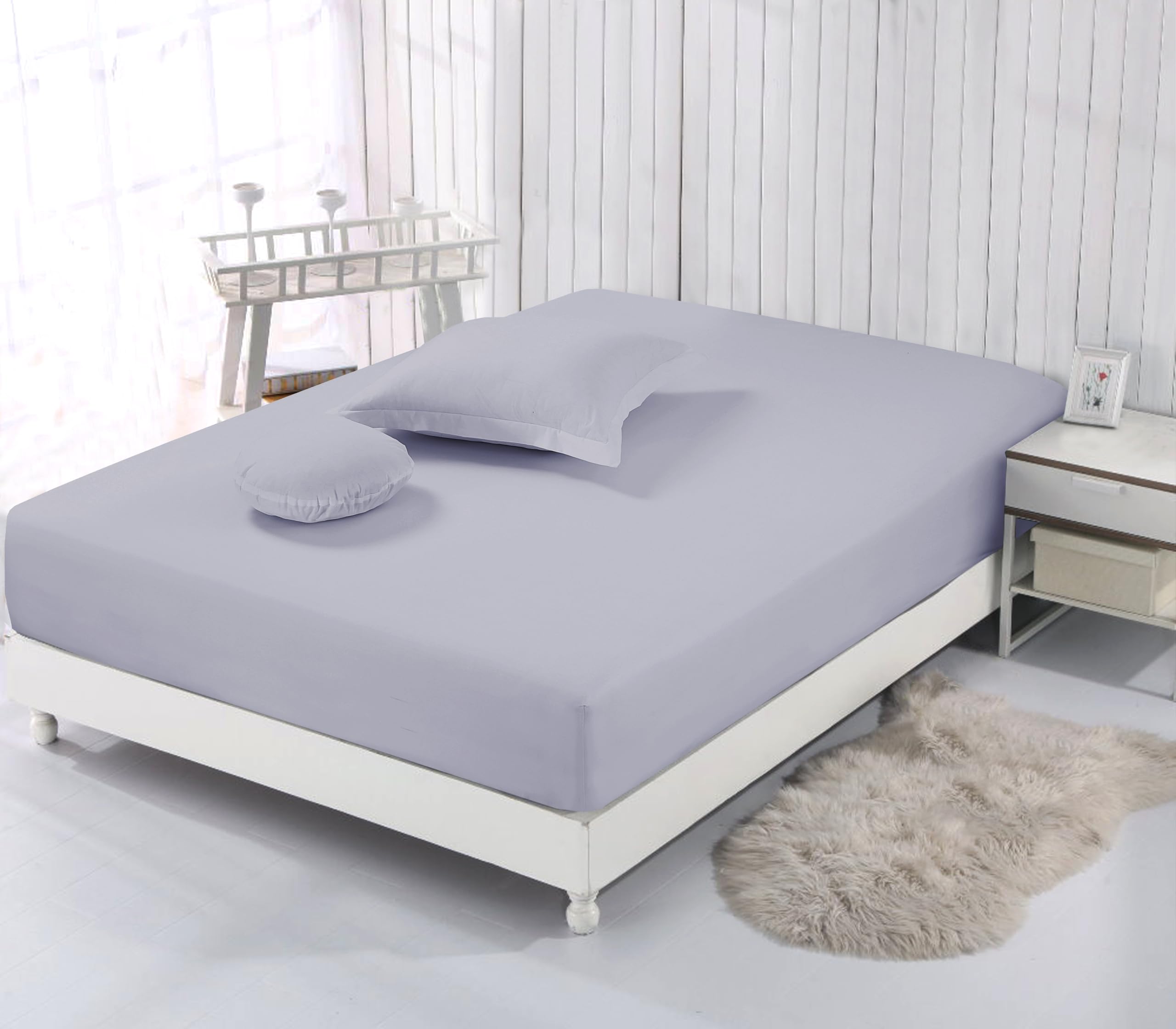 VISION Lenzuolo con angoli matrimoniale, 2 persone, 180 x 200cm con altezza da 30cm, Grigio, 100% Cotone