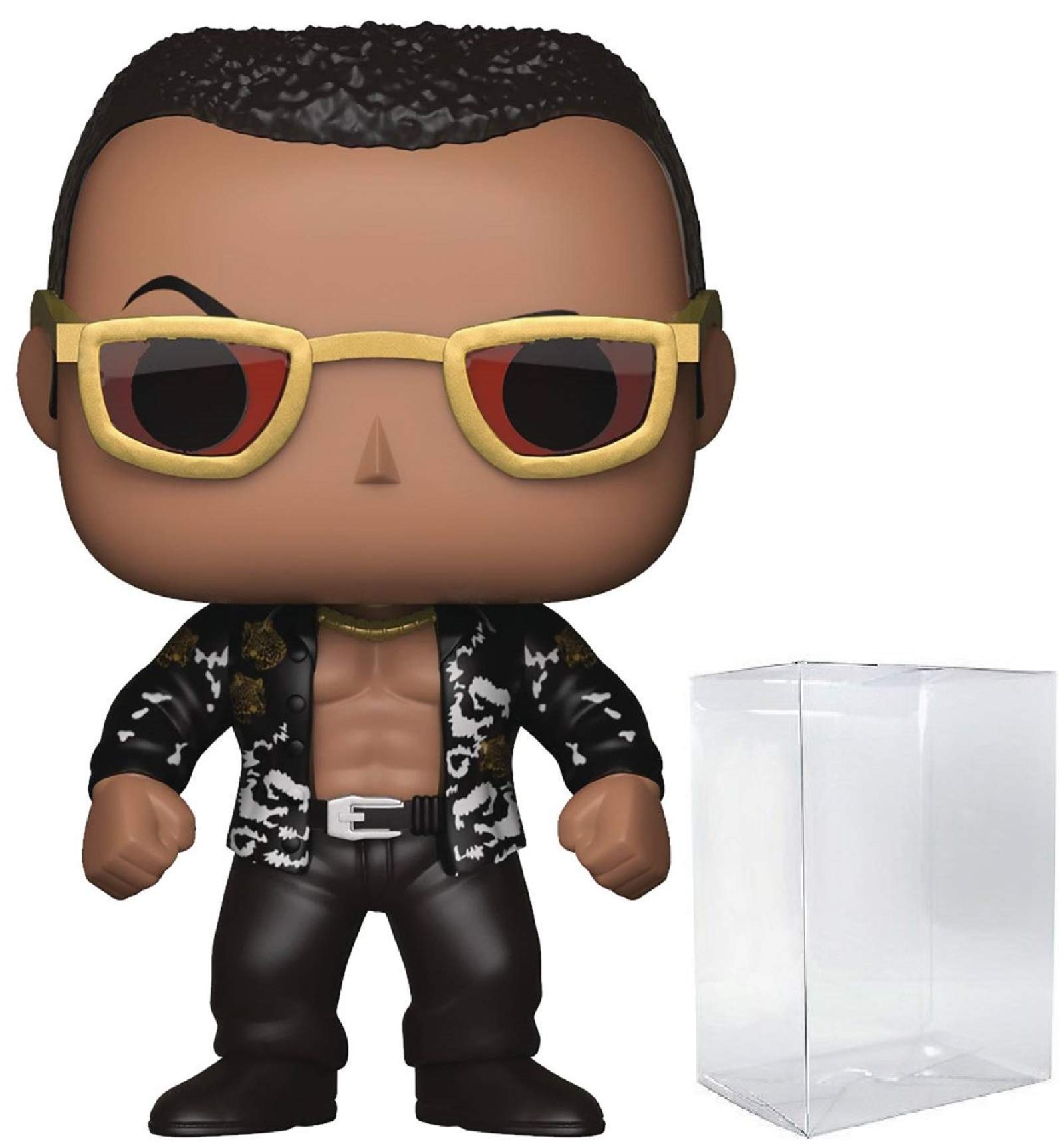 WWE: The Rock Old School Funko Vinyl Figure (Bundled with Compatible Box Protector Case), Multicolor, 3.75 inches
