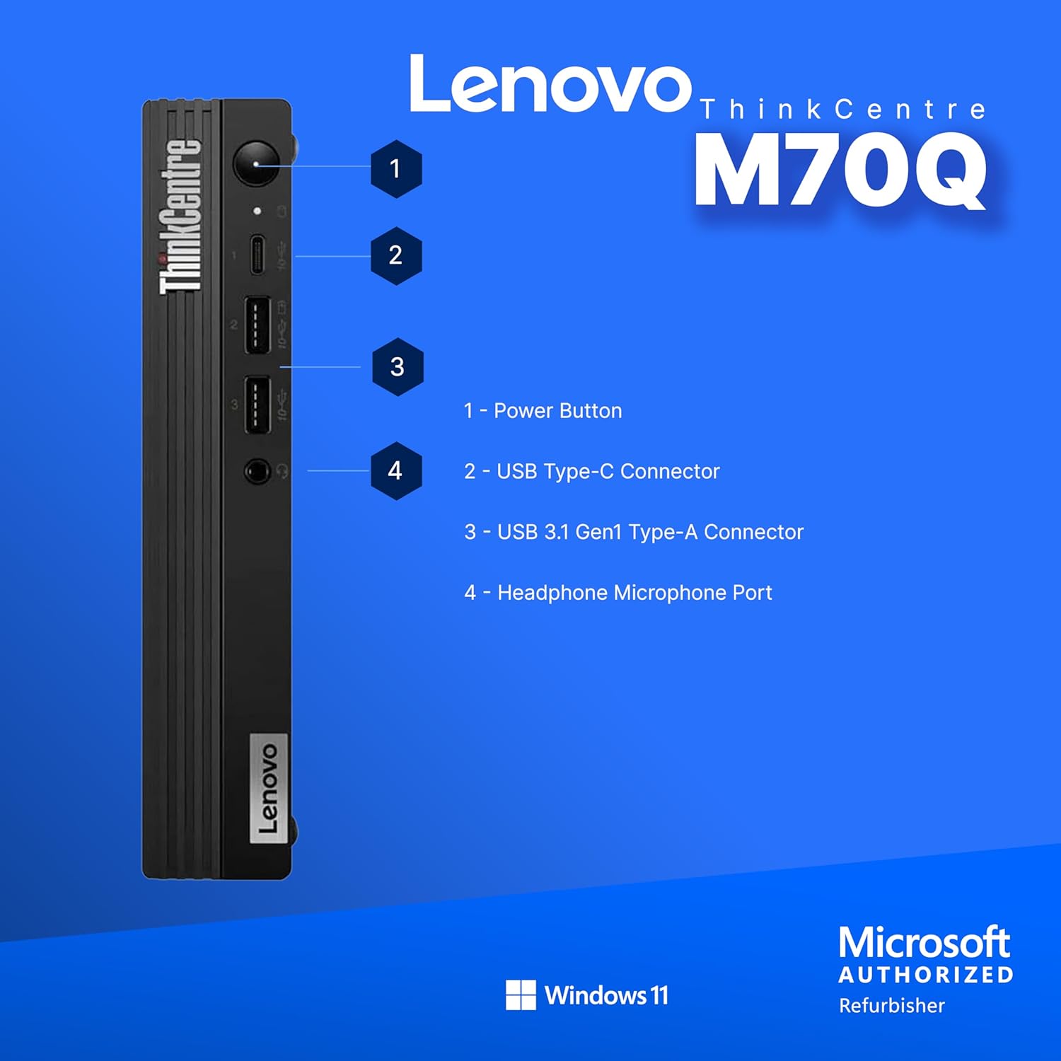 Lenovo ThinkCentre M70Q Gen 2 Mini PC | Intel Core i5-11500T | 16GB RAM | 512GB NVME | Built in Wi-Fi+ BT | Windows 11 Pro | Mini Desktop Computer (Renewed)