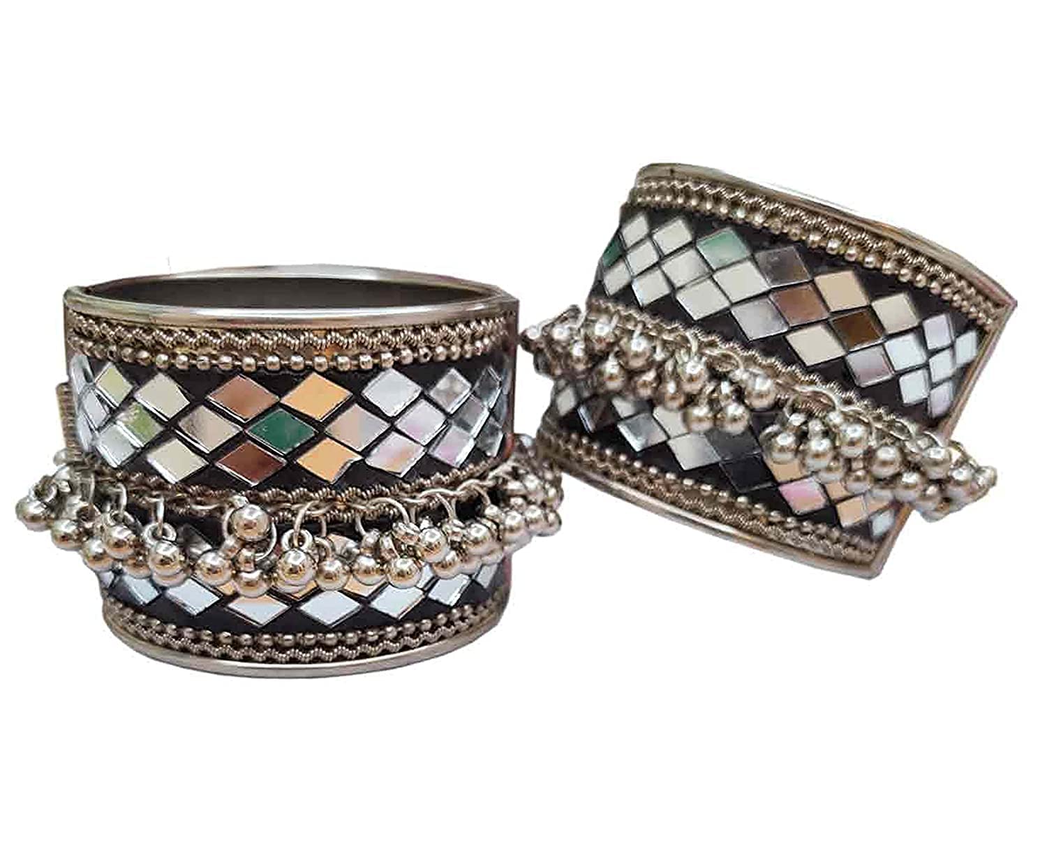 Total Fashion Trending Style Adjustable Silver Oxidised Mirror Bangle Jewellery for Women/Girls (1 Pair) (B0BN6Z4LL1) Amazon Price History, Amazon Price Tracker