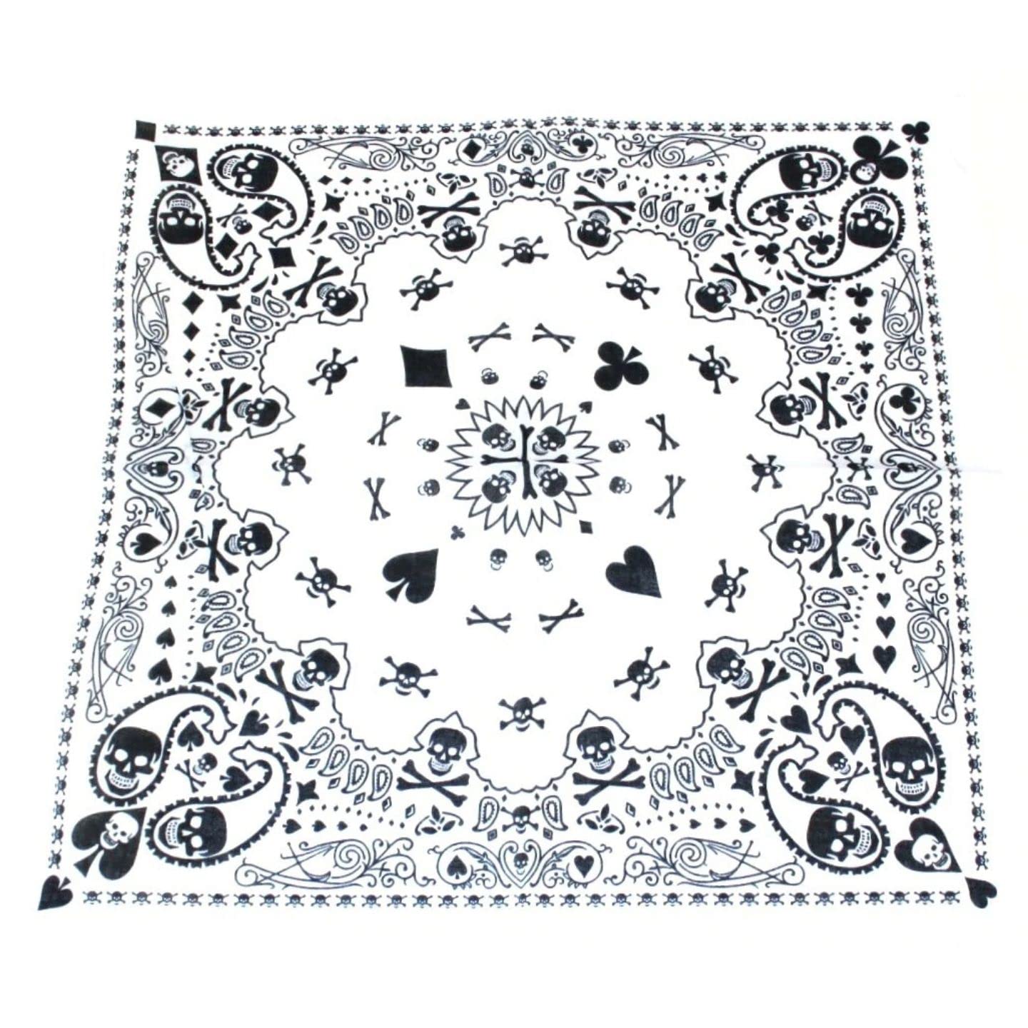 Topkids Accessories Unisex Skulls & Playing Cards White & Black Black Bandanas Headband Skull Pirate Hair Scarf Men Women Motorbike Mask Gothic Alternative Clothing Crossbones Motorcycle Cotton Headscarf (Skulls & Playing Cards White & Black)