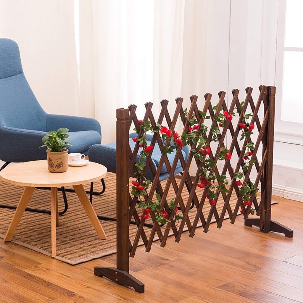 木製フェンス/伸縮式ガードレール/屋外ガーデンフェンス/ペットフェンス/グリッド装飾 (120*70CM)