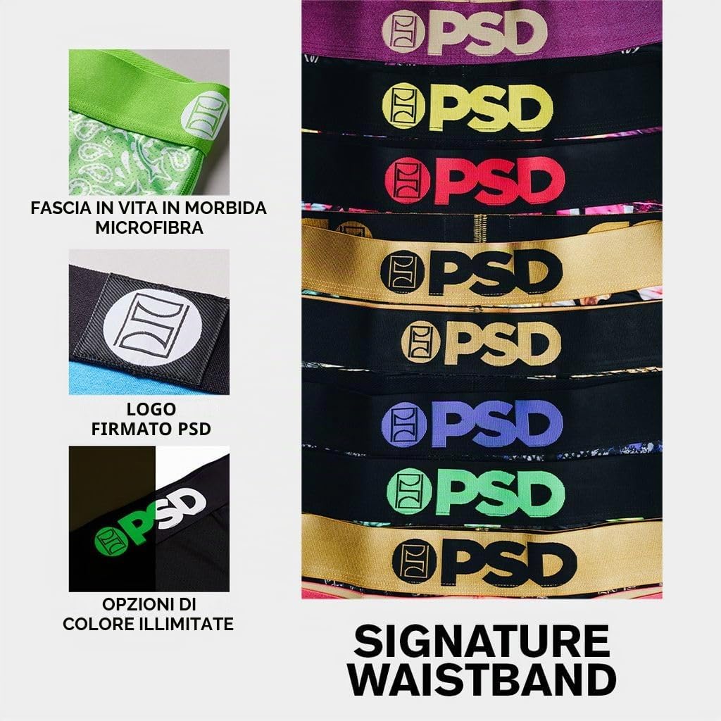 PSD Men's Basic Solid Boxer Briefs - 7 inch Inseam Breathable And Supportive Men's Underwear with Moisture-Wicking Fabric