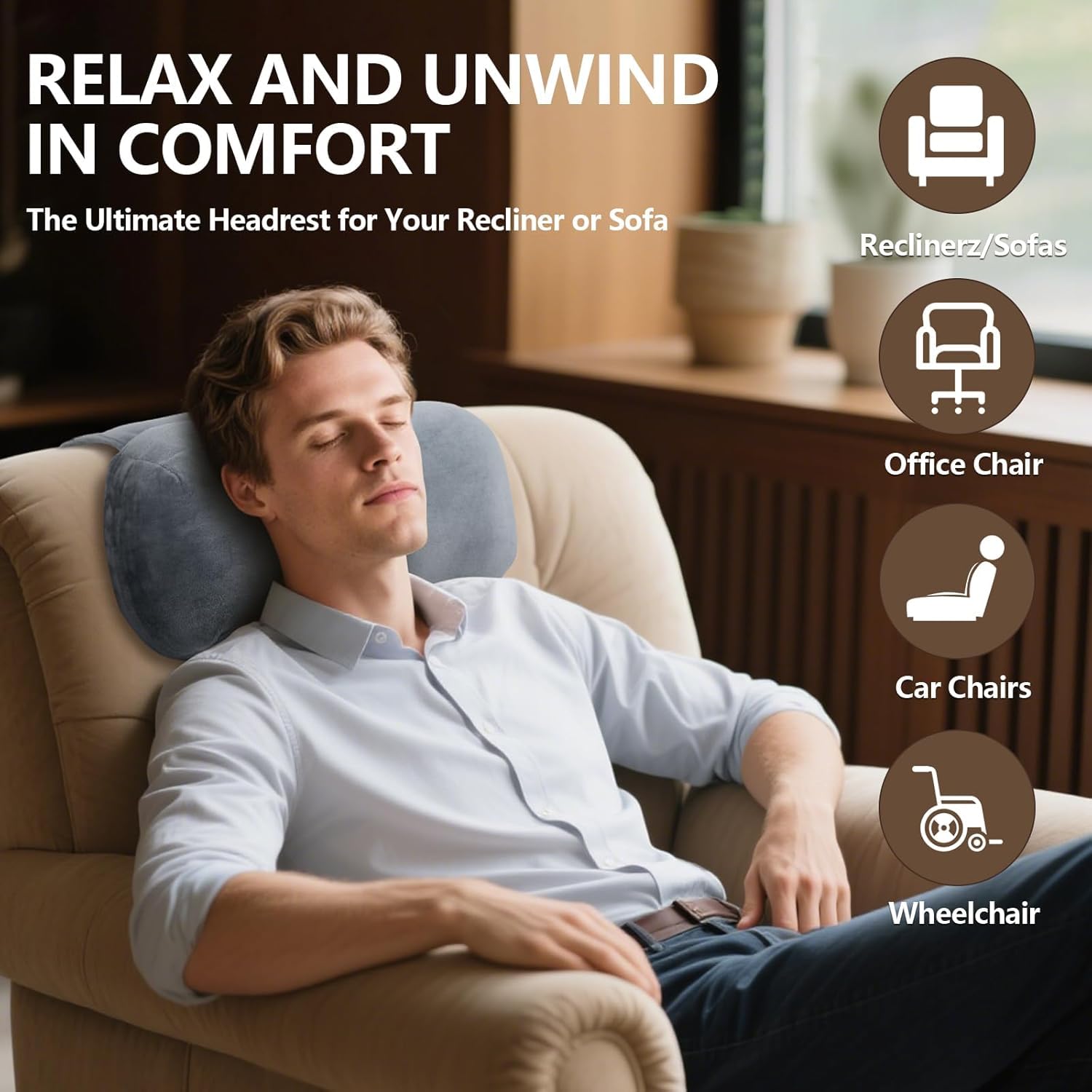Cuscino ergonomico per sedia a sdraio, cuscino in memory foam antiscivolo, supporto per chi dorme sul fianco, cuscino da bagno per collo e testa con tasca, viaggio per dolori al collo e alle