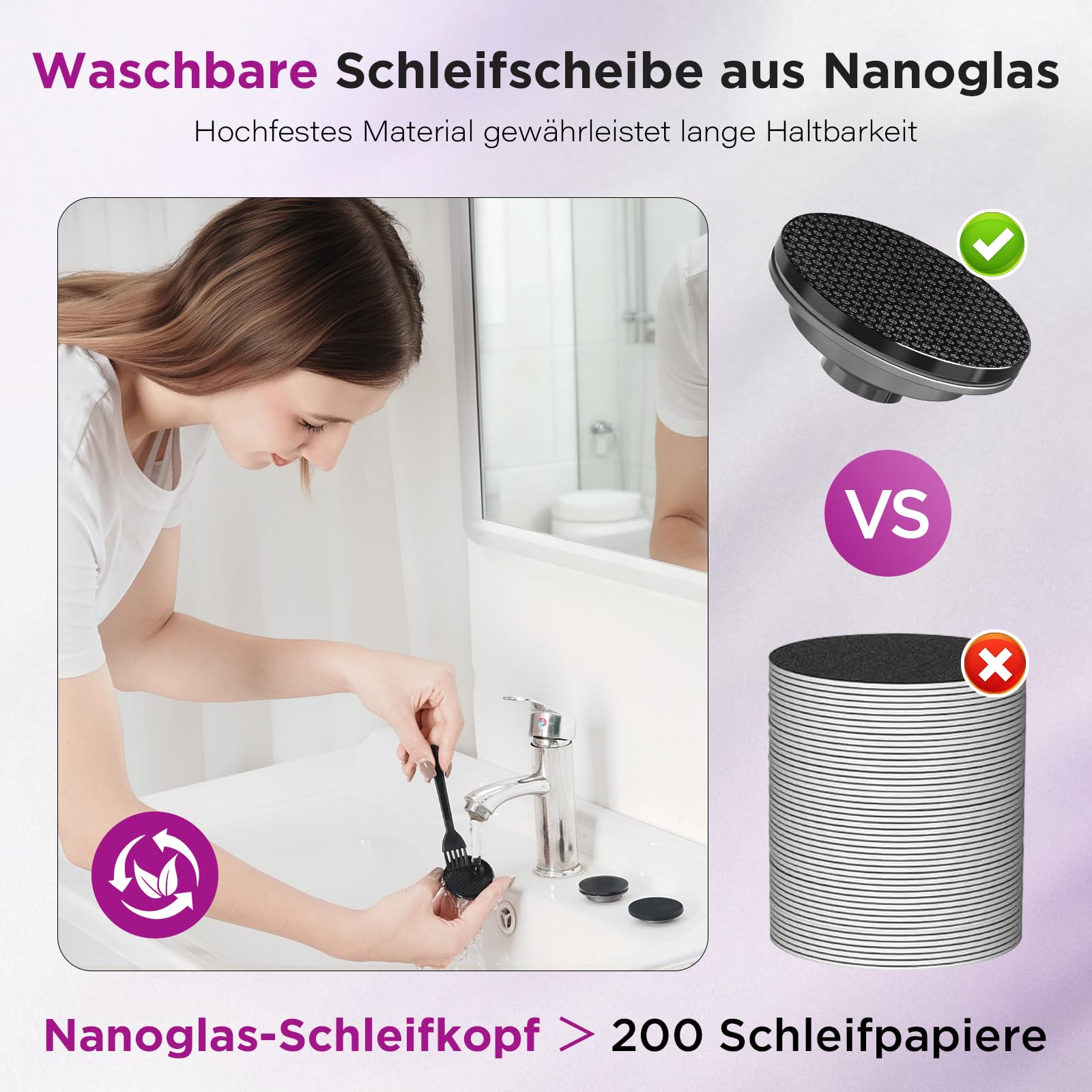 hornhautentferner elektrisch mit Öl-Funktion, Foot SPA, wiederverwendbarer Nano-Glas-Aufsatz, ergonomischer Aluminium Hornhautentferner für hornhaut entfernen fuß, pediküre set, wiederaufladbar