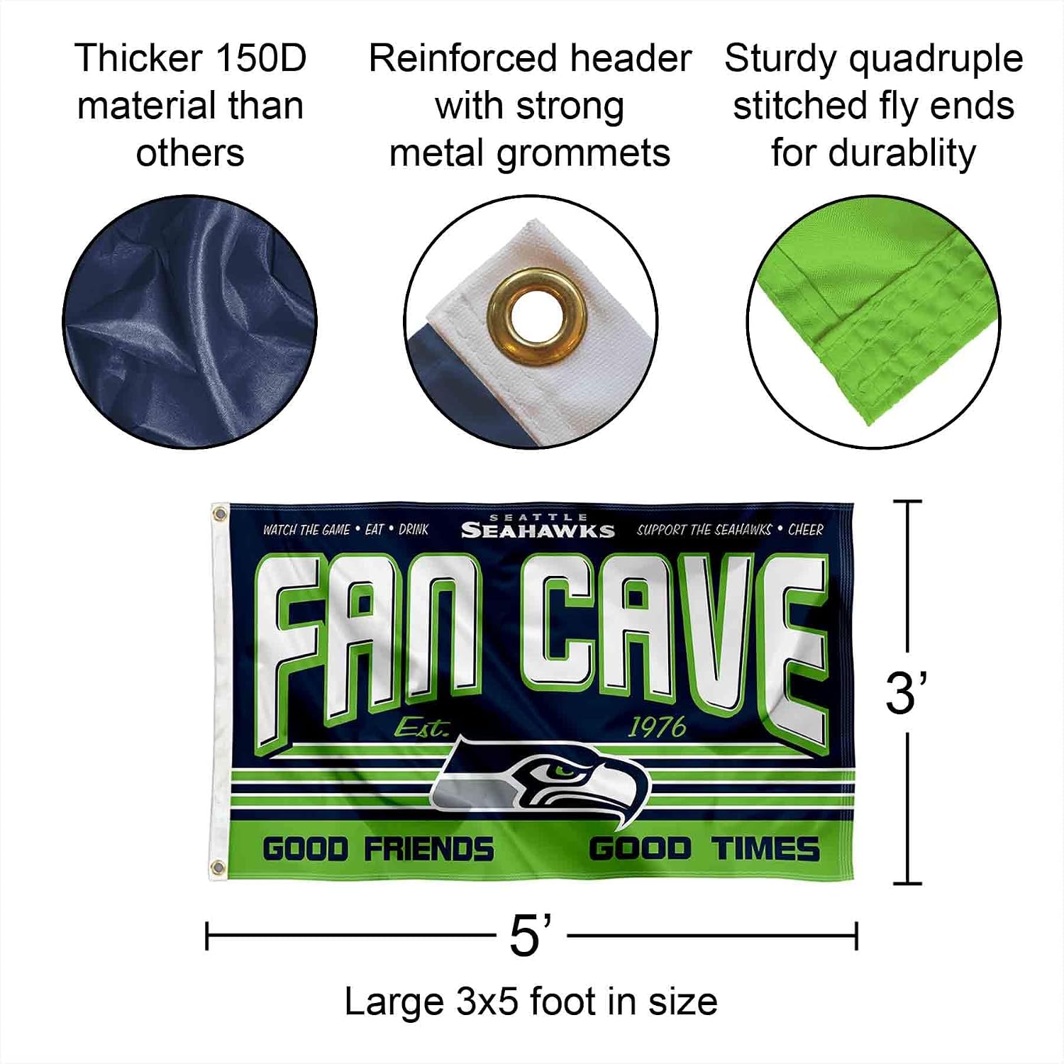 Seattle Seahawks Fan Man Cave Banner Flag