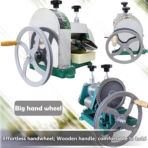 Miniatura 5 de INTSUPERMAI Exprimidor manual de caña de azúcar, máquina extractor de prensa comercial de caña de azúcar, exprimidor con salida de 110-330lb/h 2