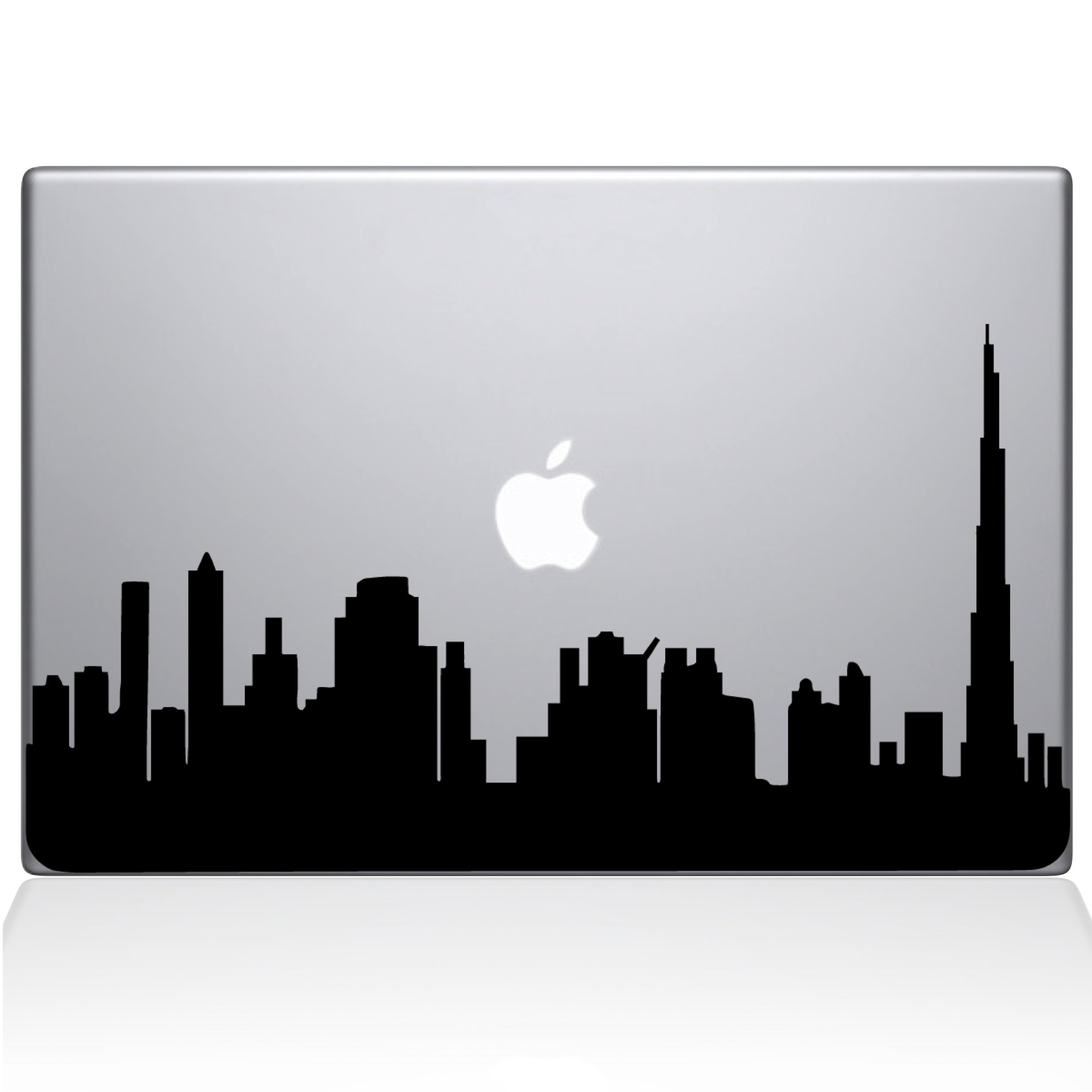 The Decal Guru 2302-MAC-13P-BLA Dubai City Skyline Decal Vinyl Sticker, Black, 13" MacBook Pro (2015 & Older)
