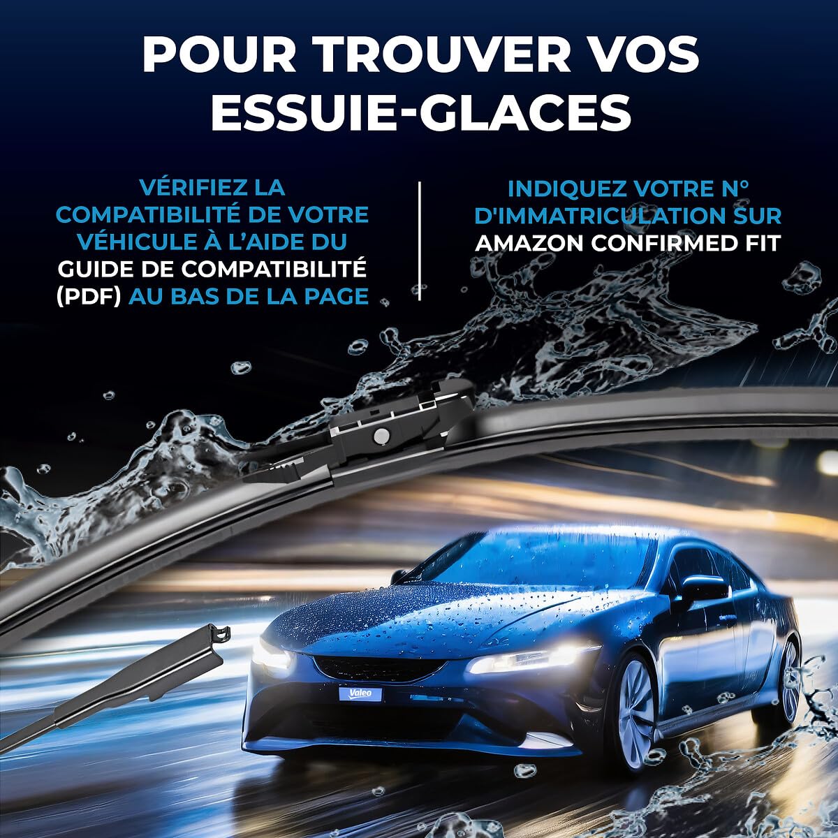Valeo Silencio Kit de 2 Balais d'Essuie-Glace Plats VF828 - Avant - 600 mm / 450 mm - Remplacement d'Équipement d'Origine, Fabriqués en France - 577828