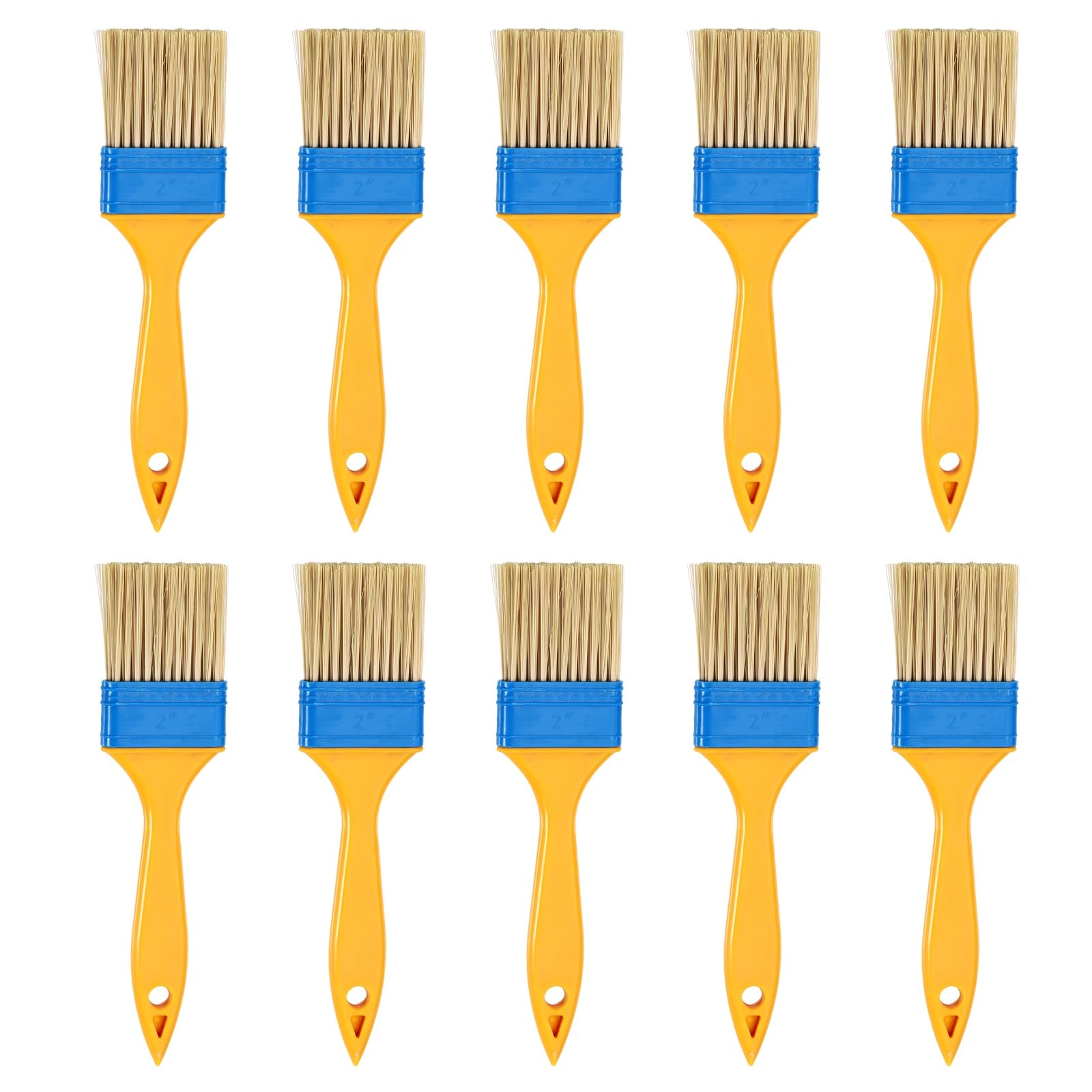 sourcing map 30 Pcs Paint Brushes 1.8 Inch Flat Not Chip Brush Nylon Bristles with Plastic Yellow Handle for Paints Art Craft Varnishes Glues Gesso Wall Furniture Fences Decks