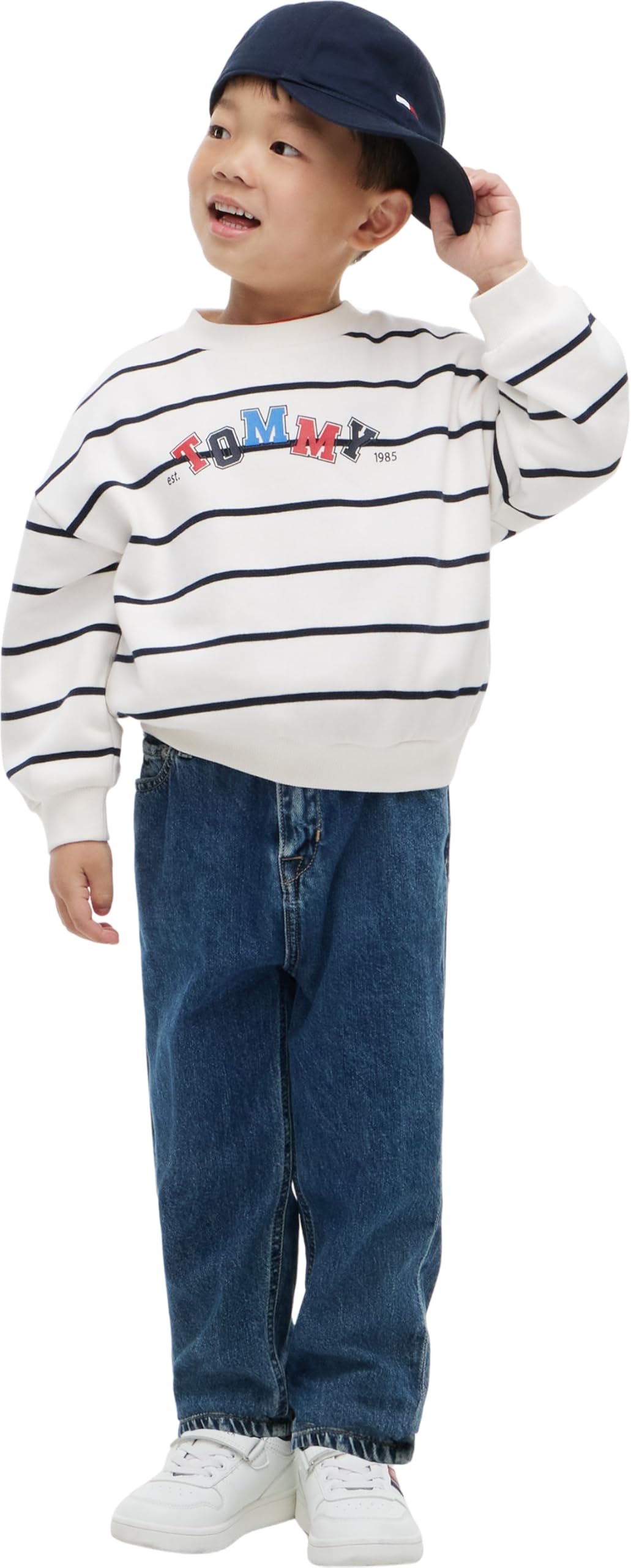 Tommy Hilfiger Kids Gender Inclusive Lu Crewneck Sweatshirt KS0KS00781 Pullover Sweatshirt, White, 12 Month