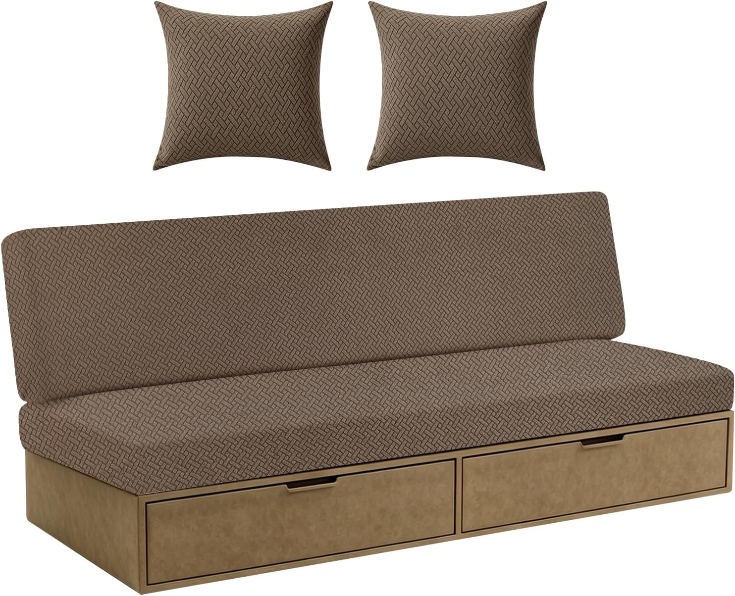 RV Couch Covers for Sofa Bed – 2 Piece with 2 Pillow Covers,Brown