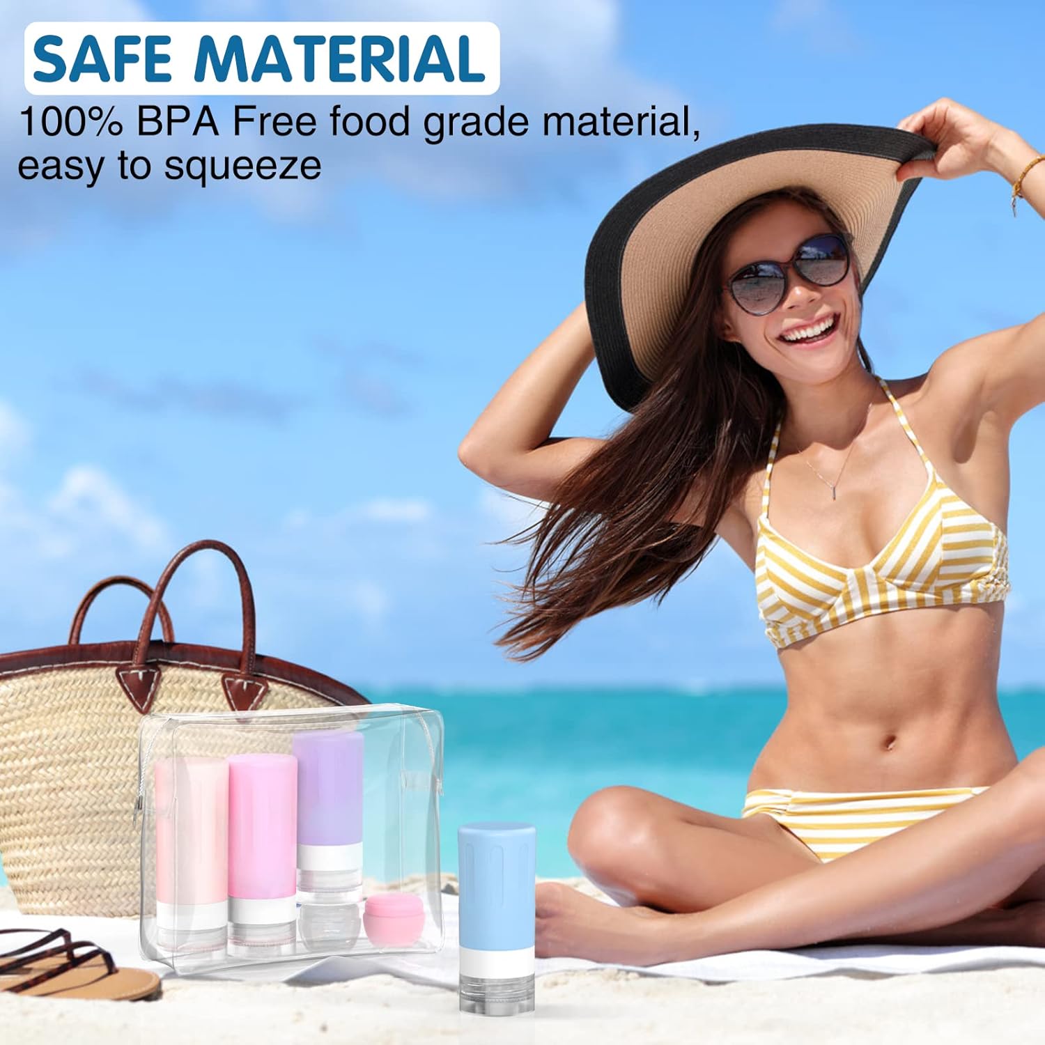 Mokani Bottiglie da Viaggio in Silicone, 16 Pezzi Kit Contenitori Viaggio Liquidi Bottiglie, flaconi viaggio ricaricabili per Shampoo, Lozione, Risciacquo, Gel Doccia, senza BPA - Immagine 5