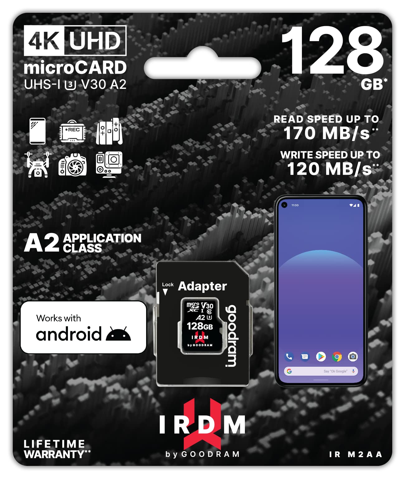 Goodram Irdm UHS-I U3 Karta Pamięci 128 GB Czarny