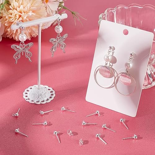 Miniatura 9 de Beebeecraft 1 caja de 50 piezas de aretes de bola chapados en oro de 24 quilates con bucles, componente de pasador de oreja de bola de 0.354 x 0.236