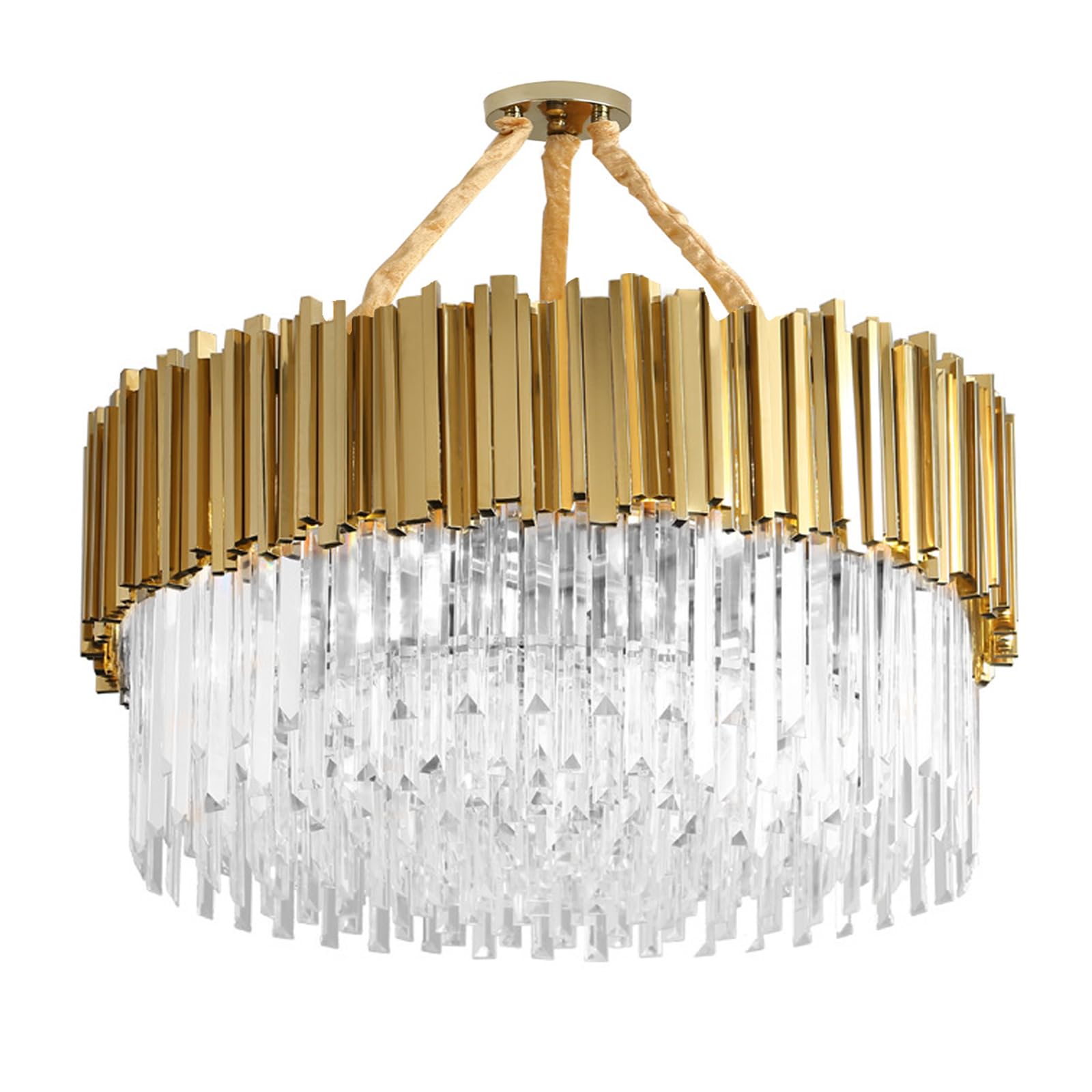 bumuam Modern Crystal Chandeliers Ceiling Light, Oval Crystal Pendant Light Hanging Lamp, LED Ceiling Light, for Dining Room Living Bedroom 40cm