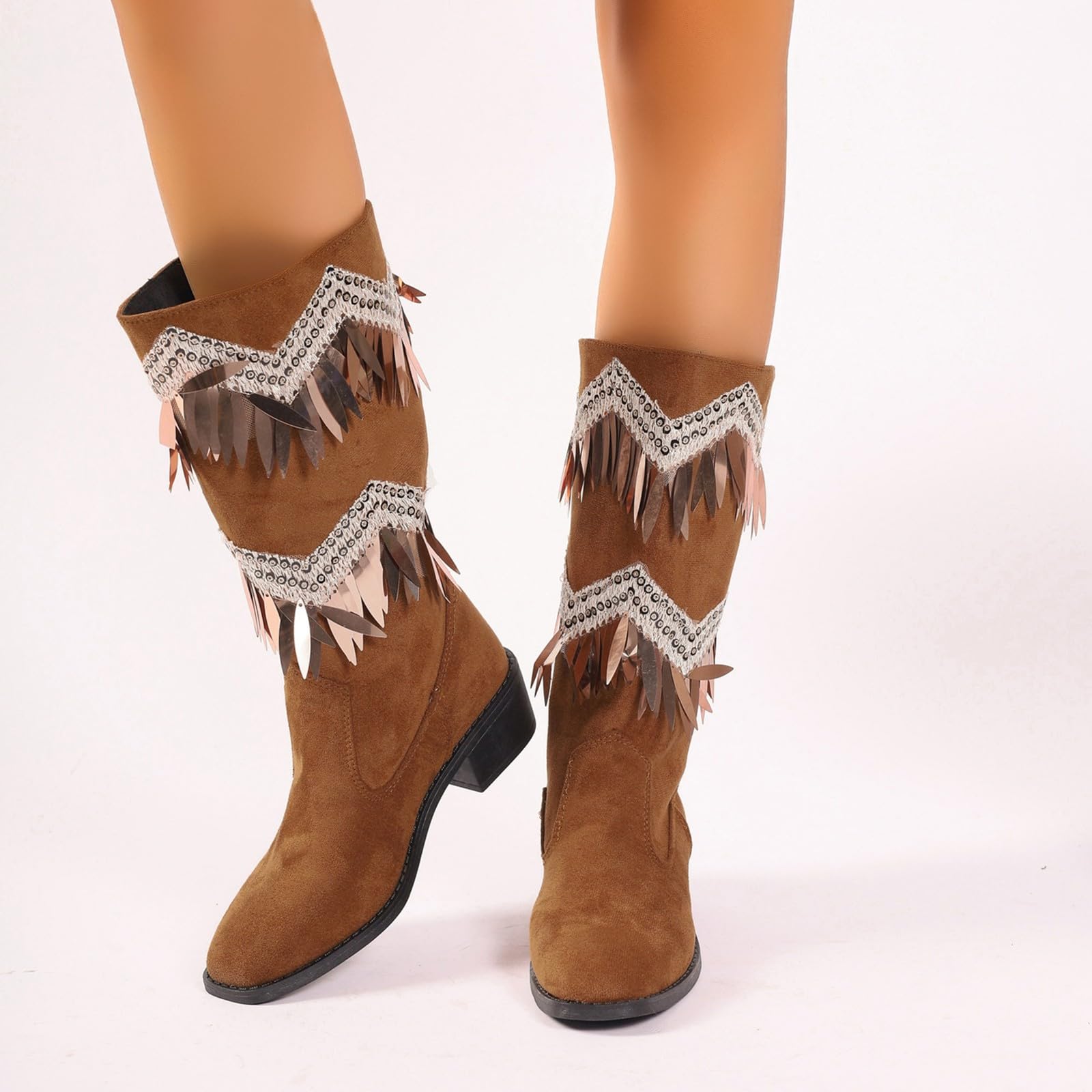 Cocila Botas De Ante para Mujer, Estilo Casual, con Borlas Y Caña. Disponibles En Tallas Grandes. Mujer Invierno Pelo Tacon Botines Negros Fino Planos Casual Barefoot Australianas Bota Media