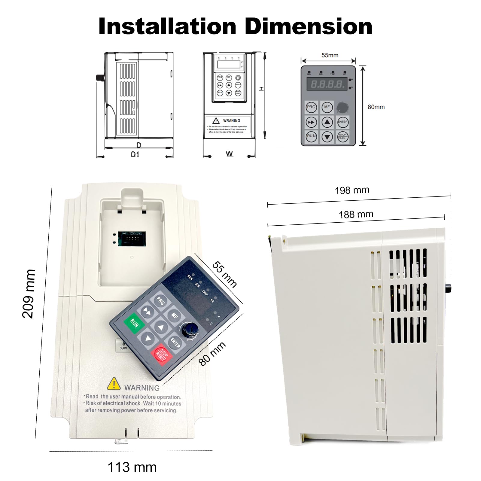 Frequenzumrichter mit 380V, 5,5kW Dreiphasige Motoren Dreiphasiger Eingang 380V Antriebe mit Variabler Geschwindigkeit Wechselrichter VFD Motordrehzahlregler