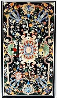 5'x3' Marble Black Dining Top Table Marquetry Fine Gemstone Art Living Room Decor