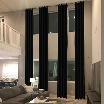 cololeaf Window Drapes Extra Long Curtains Living Room Panels Grommet Top Window Treatment for Hall Guest Room Living Room Bedroom - Black 100W x 180L Inch 1 Panel