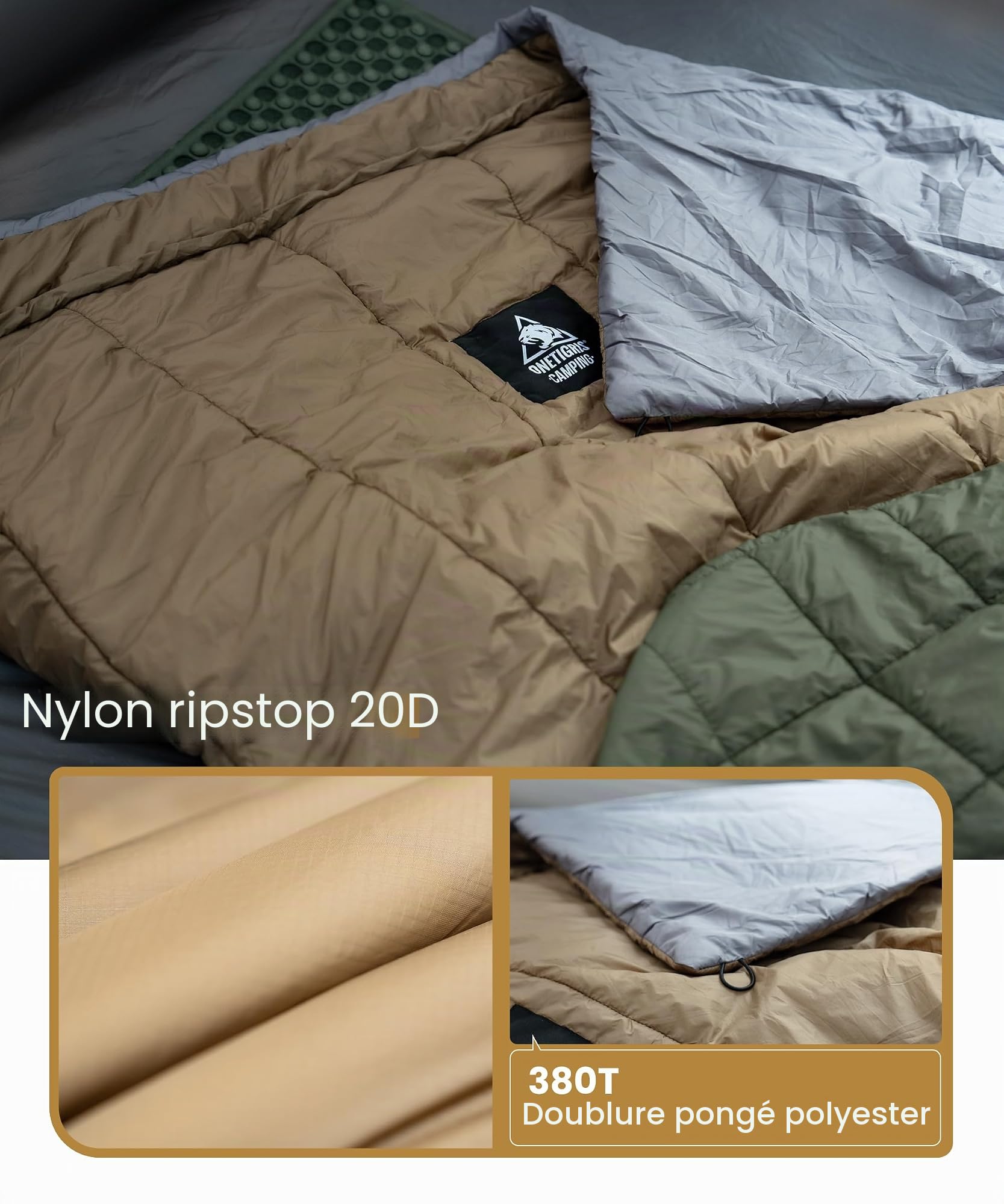 OneTigris Sac de Couchage Featherlite UL 3 Saisons Sac de Couchage Couverture 1.0 kg, 200cm x 85cm pour Le Camping, la randonnée, Autres activités de Plein air |Emballage Multi-usages