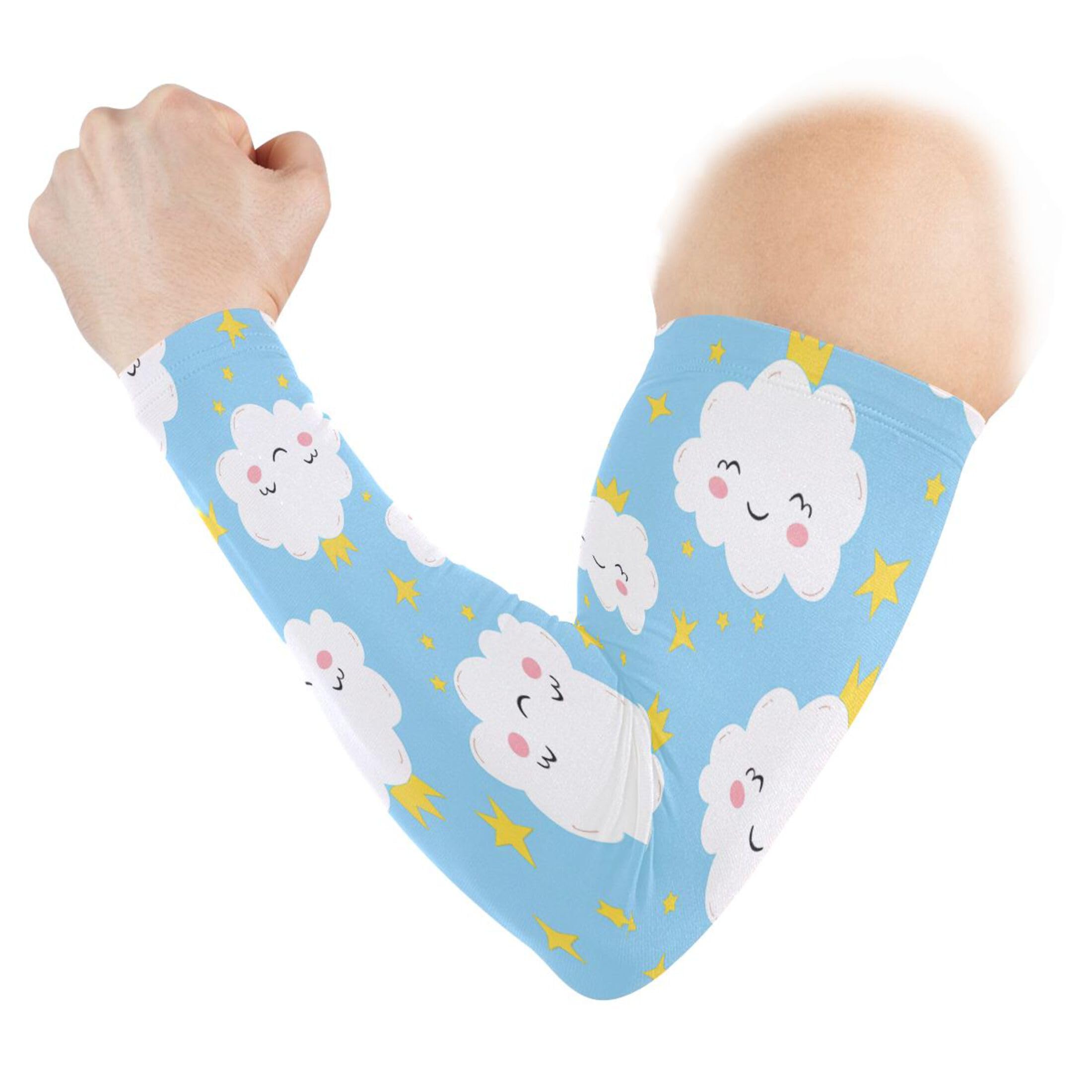 Takiito Cute Clouds Arm Sleeves for Men Women, Cooling Arm Sleeve UV Sun Protection Compression Arm Sleeve, Breathable & Moisture Wicking