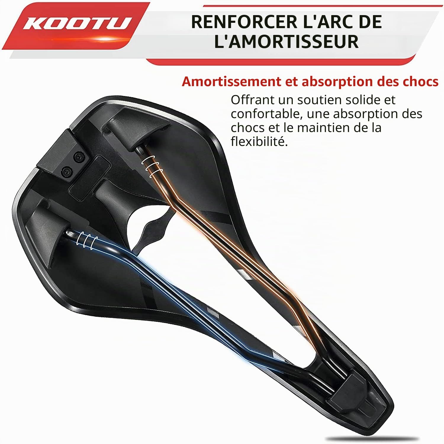 KOOTU Selle de Vélo Confortable, Siège de Vélo Rembourrée Respirante avec Zone de Soulagement Centrale et Design Ergonomique - Convient pour Vélo de Route et VTT