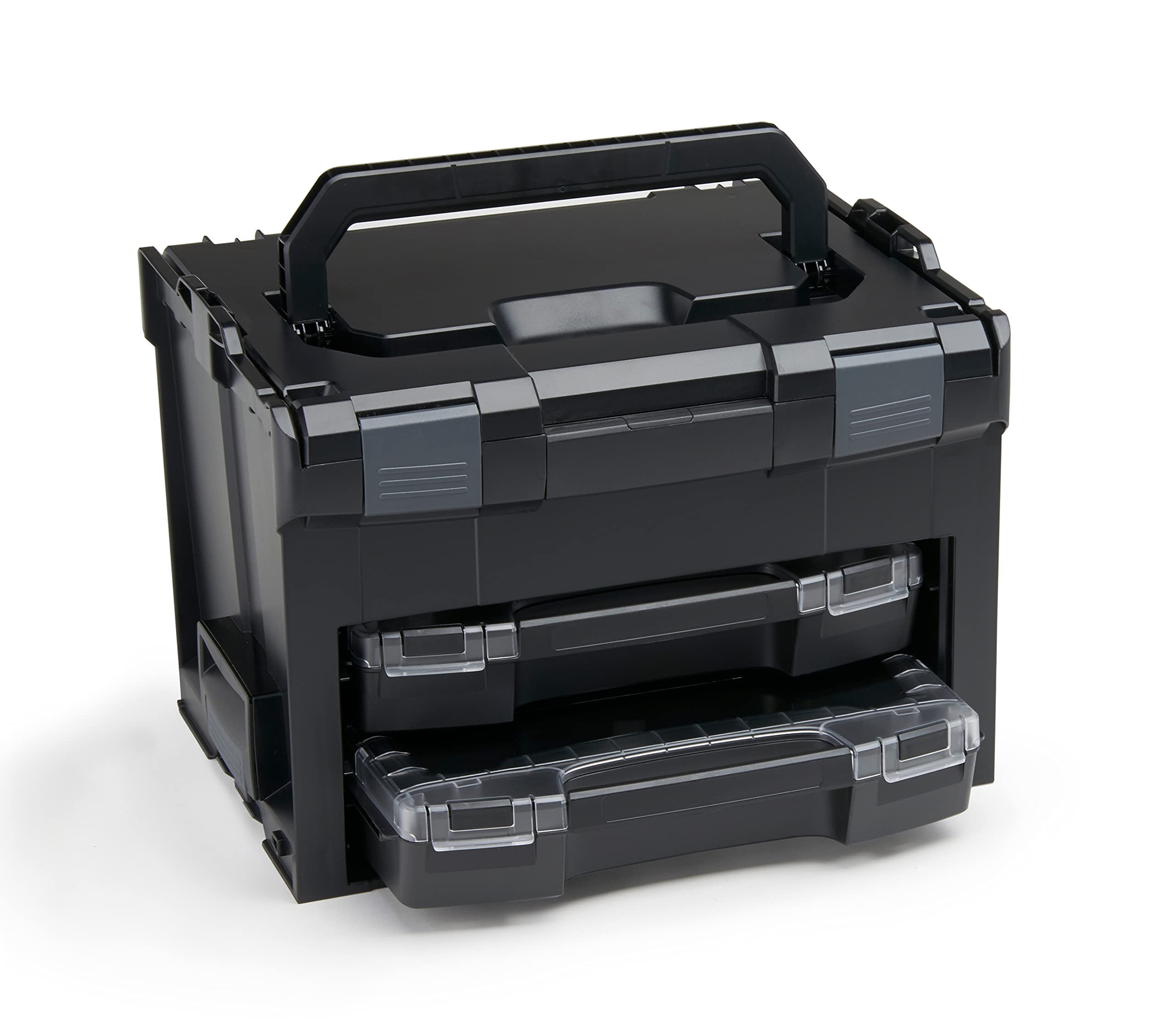 L-BOXX Sortimo LS BOXX 306 | Incluye i-BOXX 72 H3 e i-BOXX 72 I3 en negro | Caja de herramientas profesional vacía | Caja de herramientas vacía de plástico