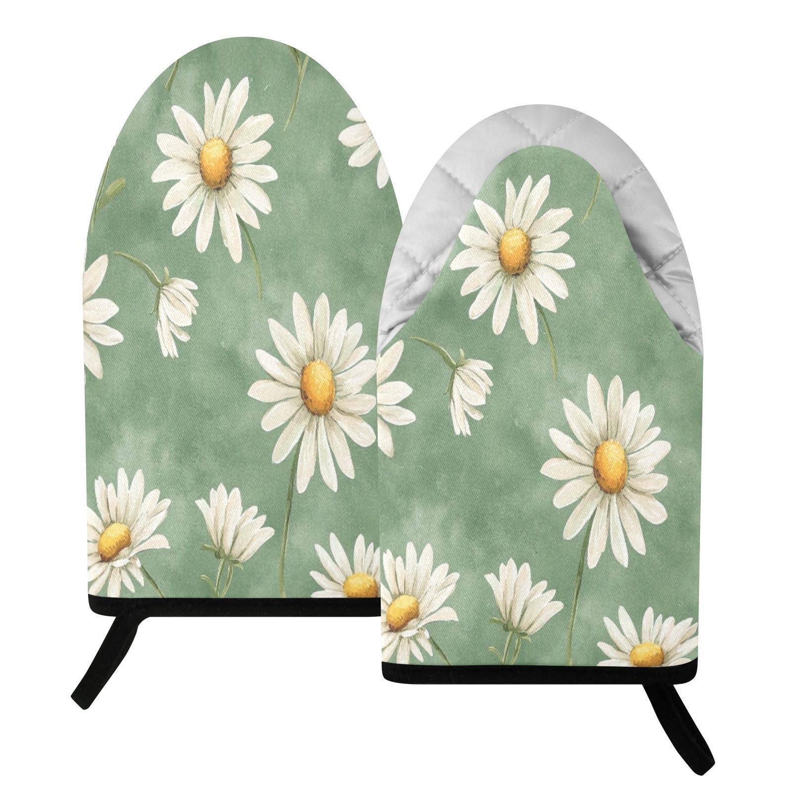 BURSTDDY Daisy Oven Mitt,Heat Resistant Kitchen Mitts for Cooking