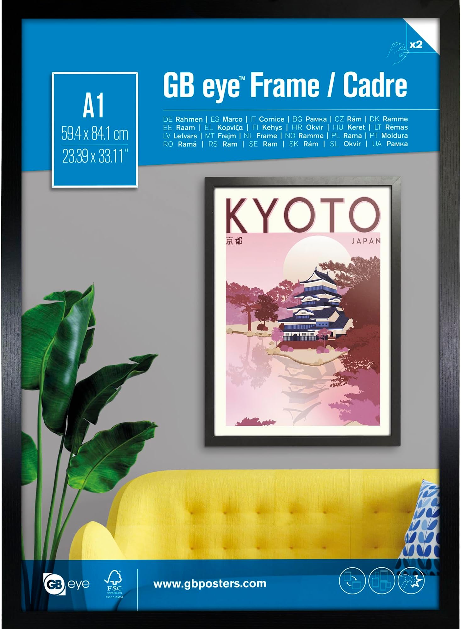 GB Eye Contemporary Wooden Black Picture Frame A1 59.4 x 84.1cm