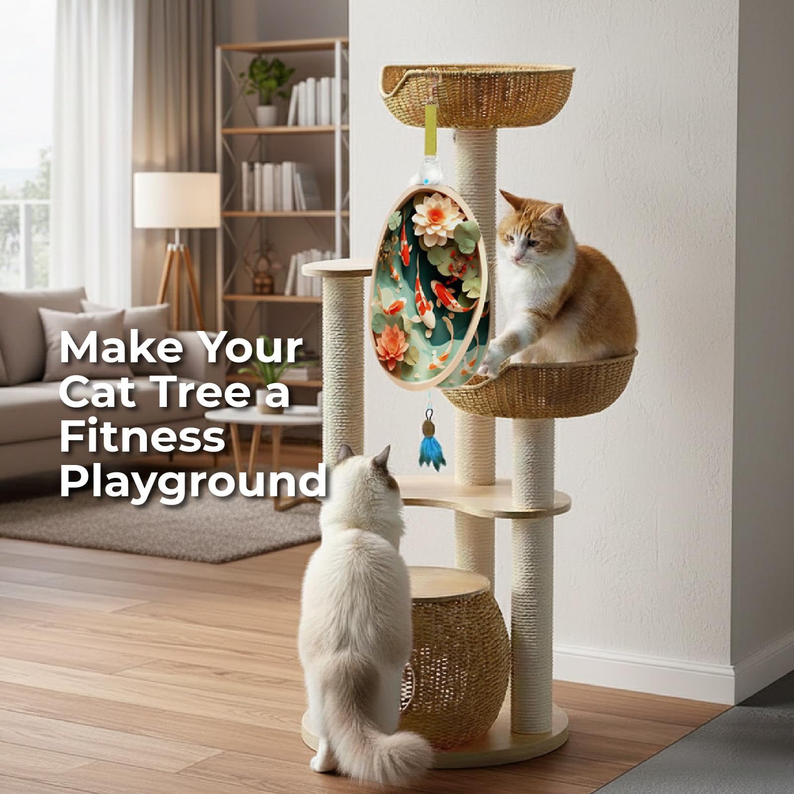 OtterVerz 11 Juguetes interactivos para gatos de interior, juguete de plumas colgante automático oculto para gatos, juguetes de enriquecimiento recargables activados por movimiento para gatos adultos