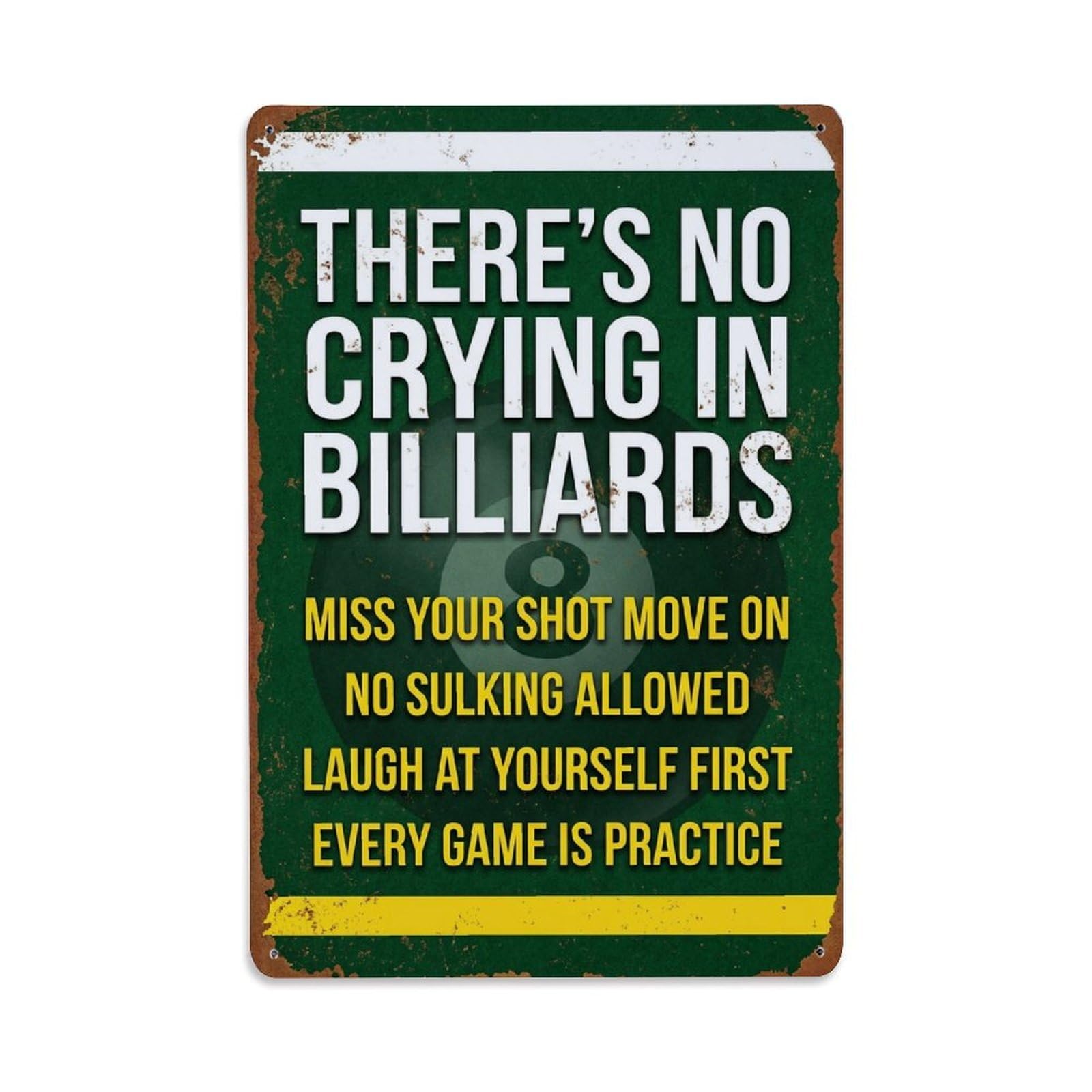 No Crying In Billiards Recreation Space Metal Tin Sign