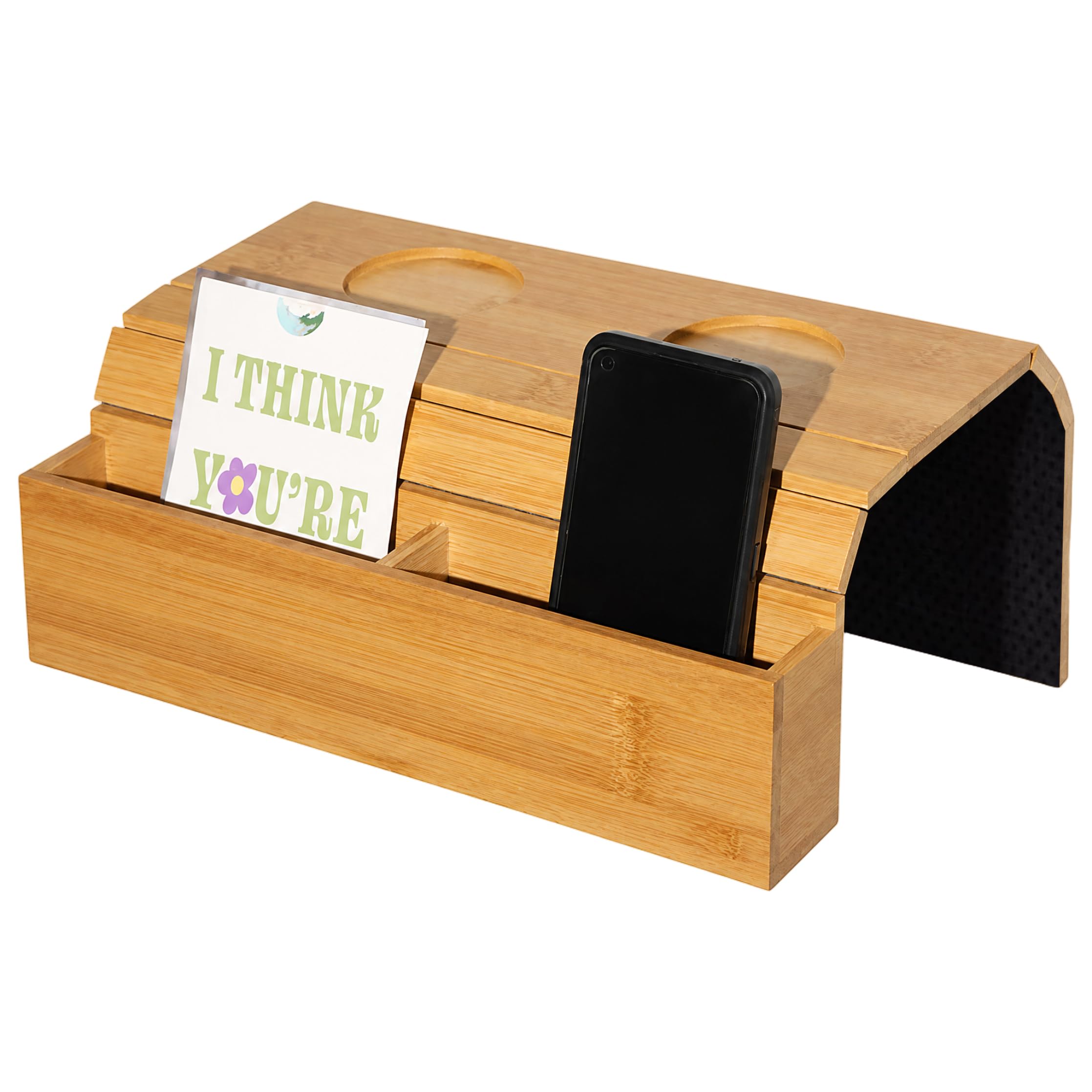 Tapallmy Couch Arm Tray Foldable Couch Cup Holder Sofa Armchair Caddy Table for Drinks Cellphone TV Remote Snacks, Black