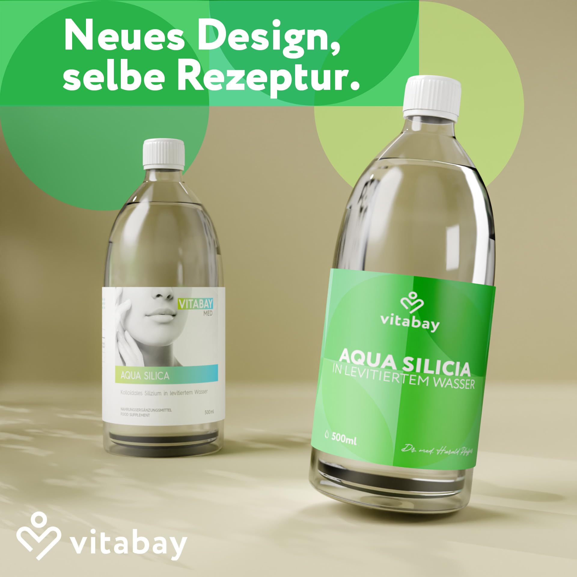 Vitabay Aqua Silica 500 ml • Organisch kolloidales Silizium in levitiertem Wasser • Wichtiges Element für Haut, Haare und Nägel • Vegan • Made in Germany