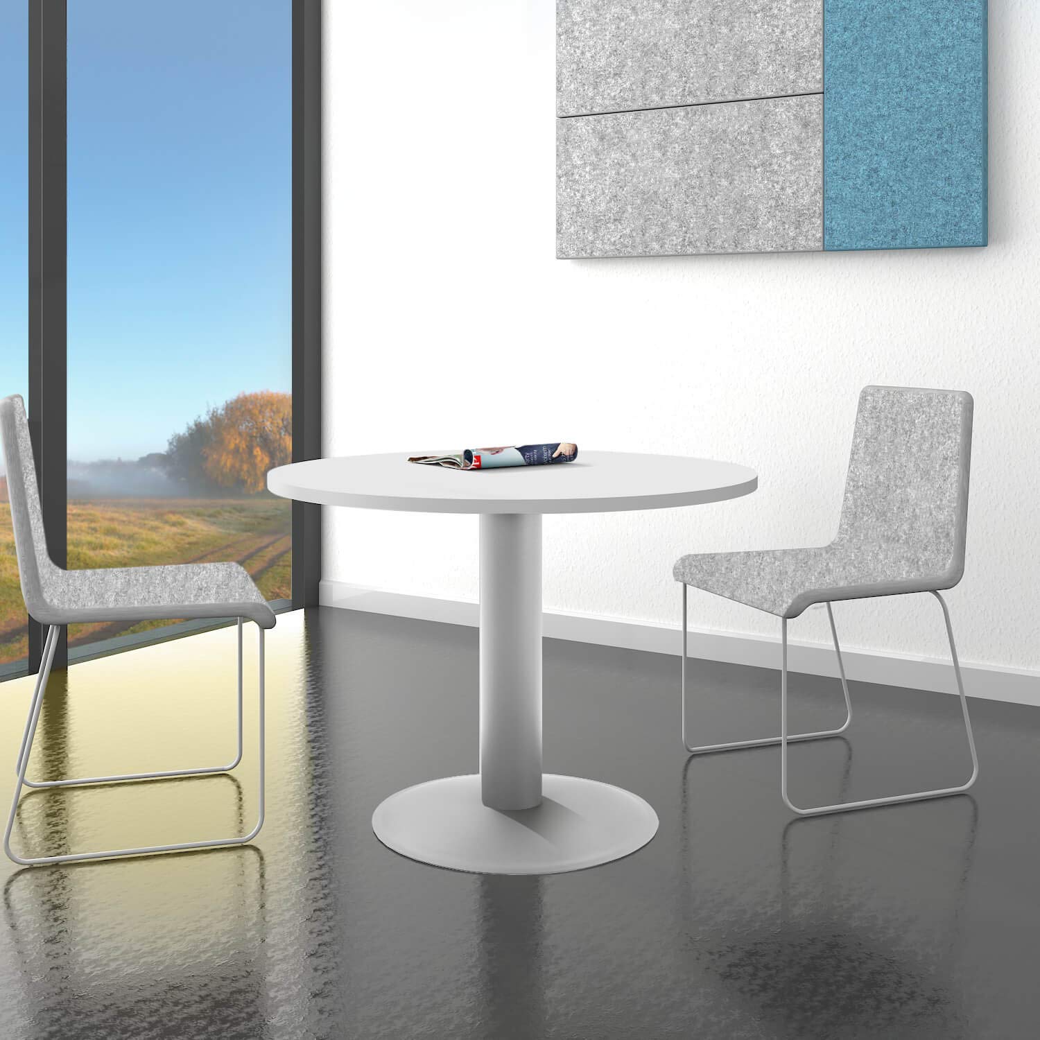 Weber Büro Optima - Tavolo rotondo per riunioni, diametro 100 cm, colore: grigio perla