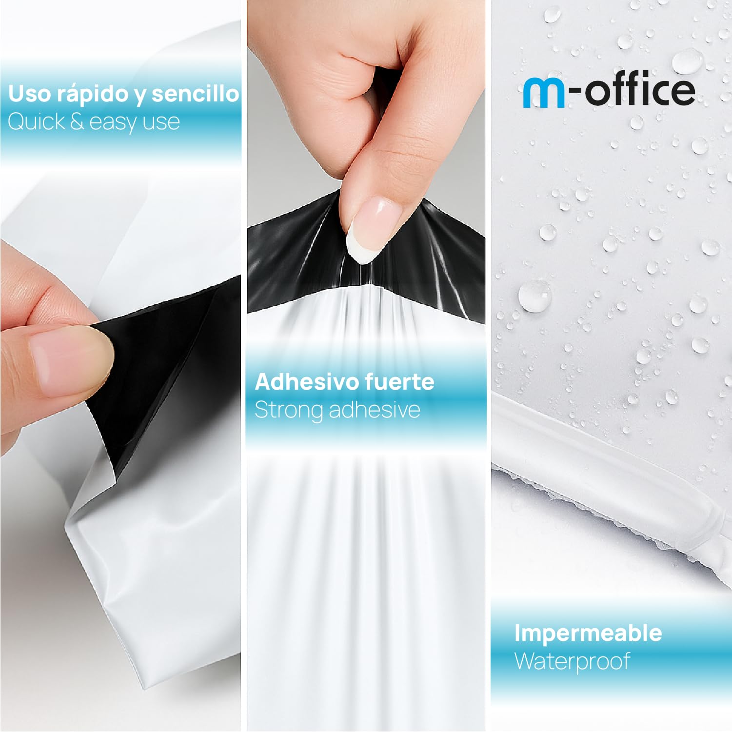 m-office Bolsa Envío 50 uds S (200×250+50 mm) – Sobres envíos | Bolsas Ropa vinted | Embalaje Paquetes Shipping Bags | Envíos Online