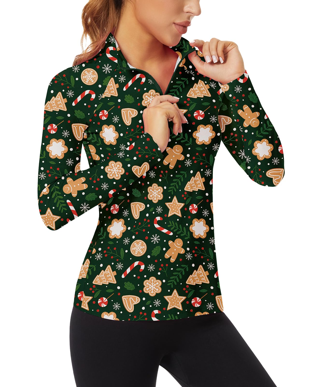 Soneven Women's Quarter Zip Polo Collared Golf Shirt Moisture Wicking Shirts Slim Fit for Casual Work