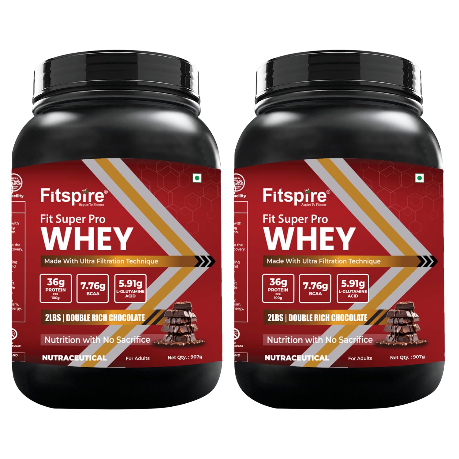 Fitspire Fit Super Pro Whey Protein | 36 Gram Protein & 7.76g BCAA | Rich in Pre & Probiotics | Whey Fuel For Muscle Strength & Recovery | Double Chocolate- 2lbs, Pack of 2-image-22