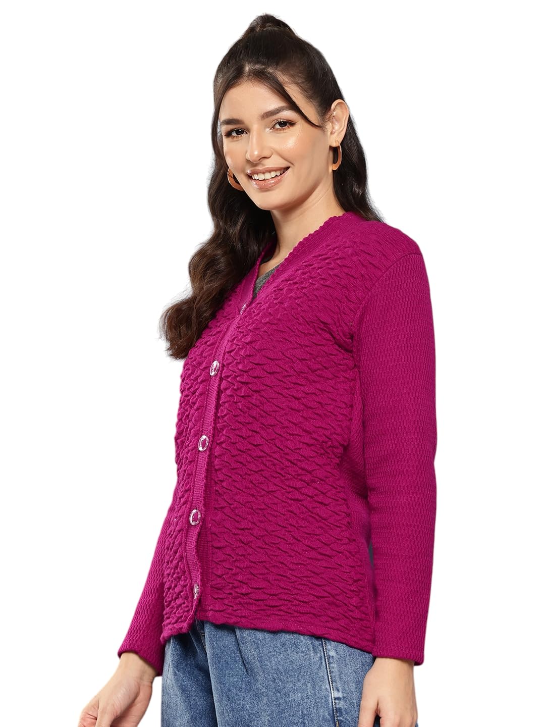 aarika Womens Casual Wear Beige Colour Solid Woolen Cardigan-picture-18