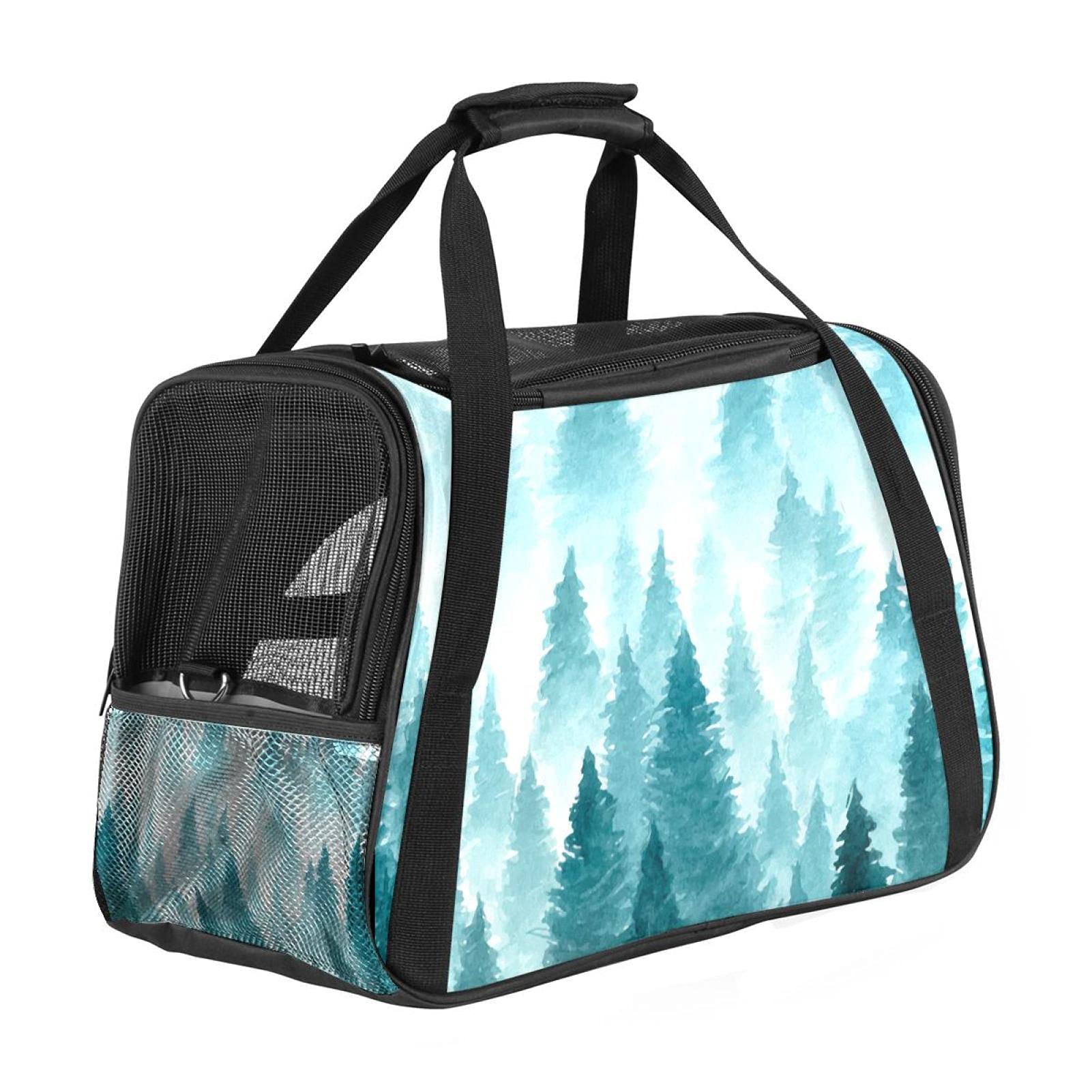 Sac de transport portable pour animal motif aquarelle forêt