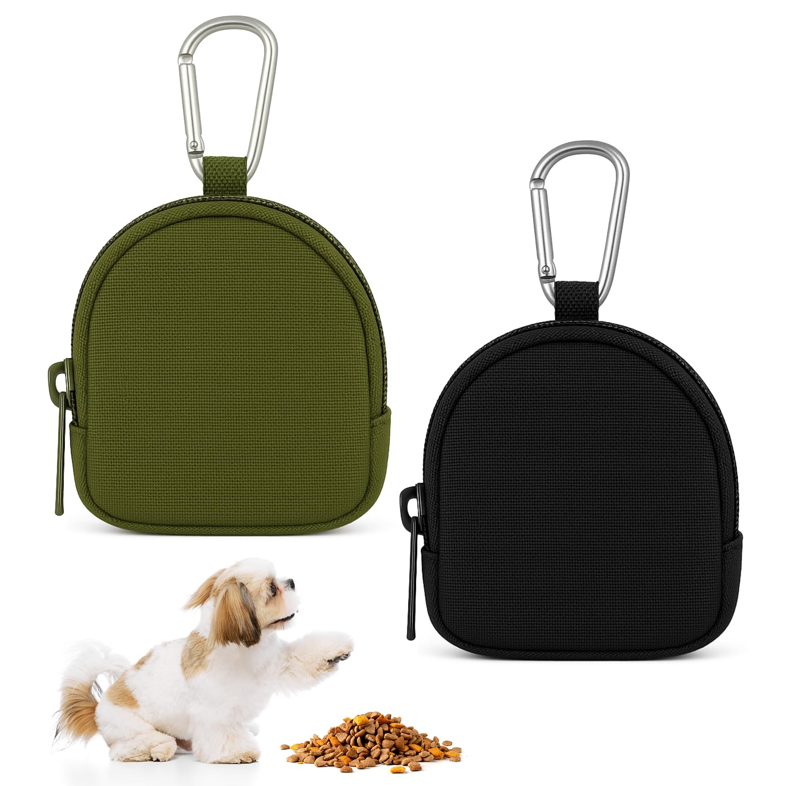 BOHUIZ 2 Stücke Leckerlibeutel für Hunde, Hundeleckerli Tasche Futterbeutel Hundetraining mit Reißverschluss und Karabiner Leckerlitasche Hunde Beutel Tragbare Mini Tasche für Hundetraining