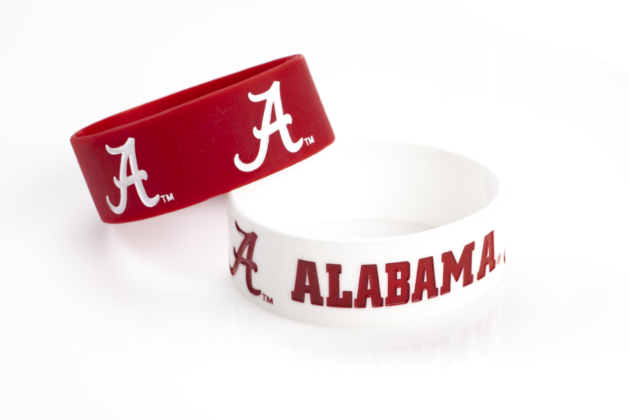 aminco NCAA Alabama Crimson Tide Silicone Rubber Bracelet, 2-Pack