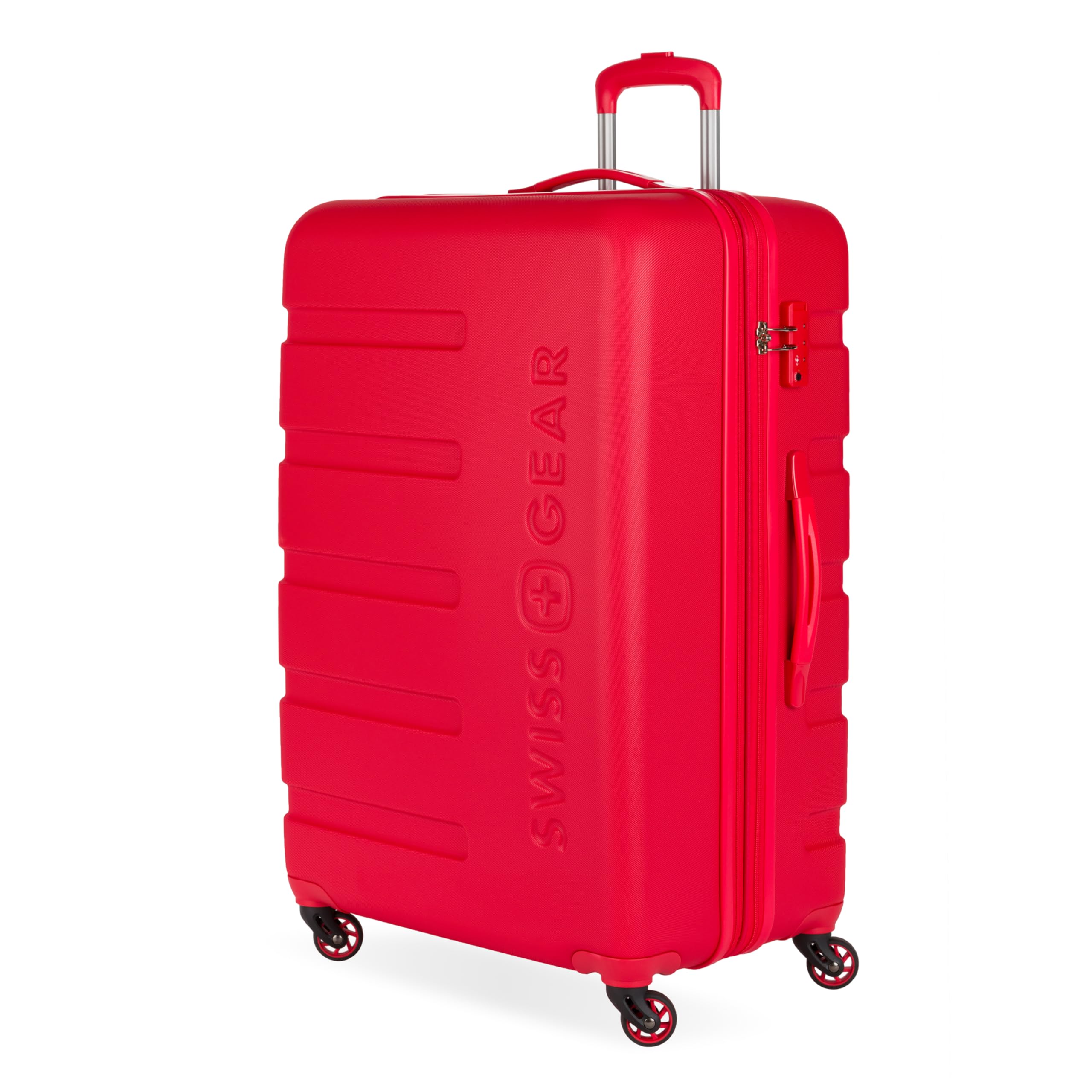 SWISSGEAR Signature Hardside Expandable Checked Large Spinner Luggage, ABS Construction, TSA-Friendly Lock, Red, 27-Inch