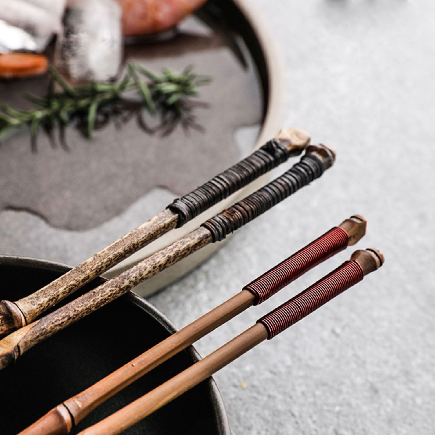 Bacchette, Bacchette di Legno, Bacchette di bambù, Bacchette Appuntite per Famiglie, Bacchette di bambù Riutilizzabili(B 5 Coppie)